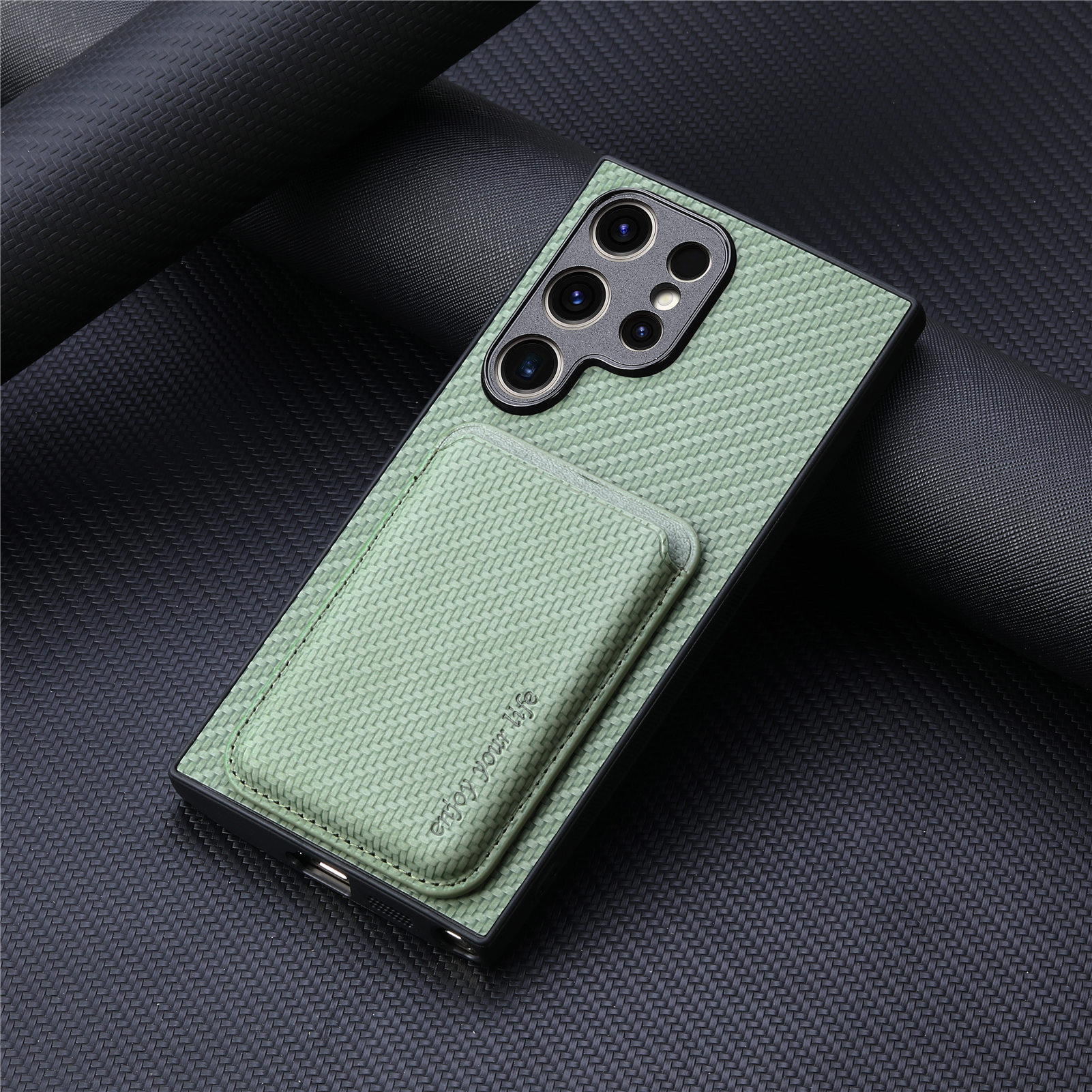 Compatible with Samsung S26 Ultra phone case A56 magnetic card holder S25P fiber texture NOTE20 shockproof protective case