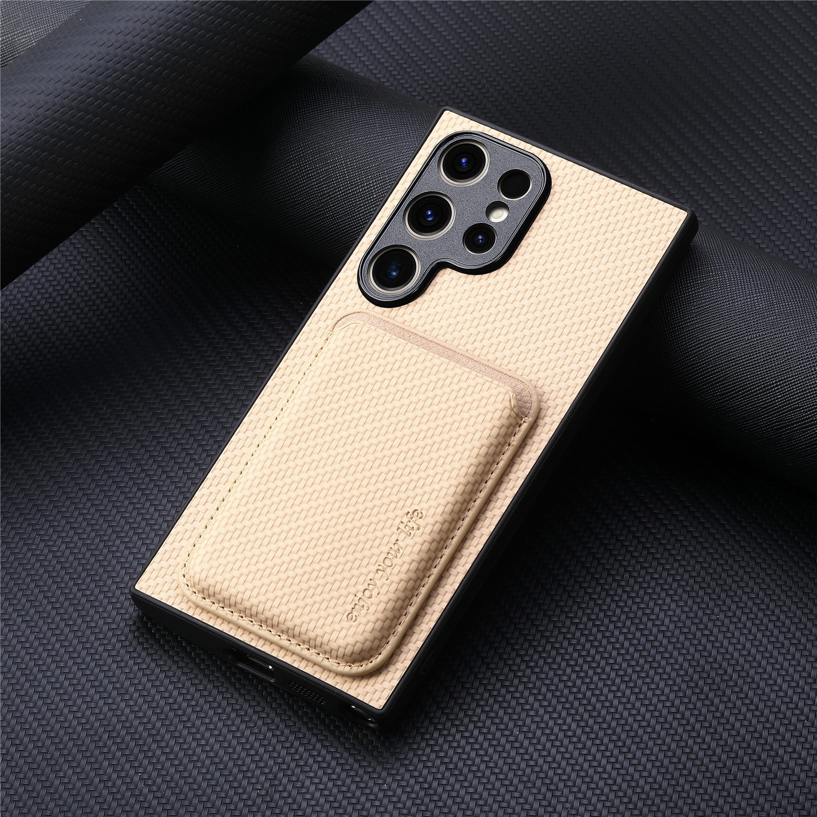 Compatible with Samsung S26 Ultra phone case A56 magnetic card holder S25P fiber texture NOTE20 shockproof protective case