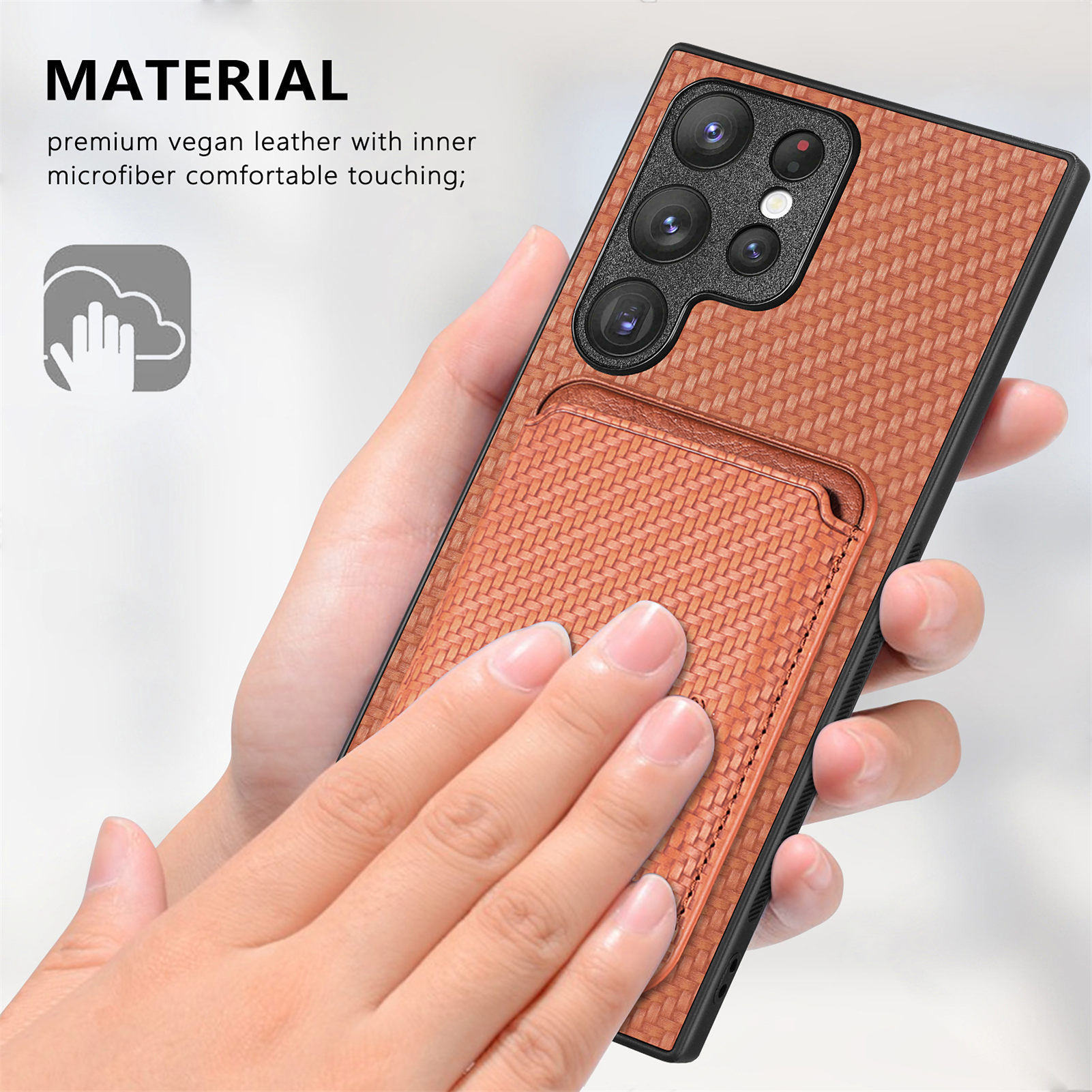 Compatible with Samsung S26 Ultra phone case A56 magnetic card holder S25P fiber texture NOTE20 shockproof protective case