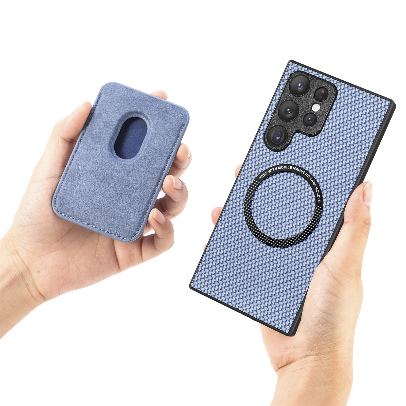 Compatible with Samsung S26 Ultra phone case A56 magnetic card holder S25P fiber texture NOTE20 shockproof protective case