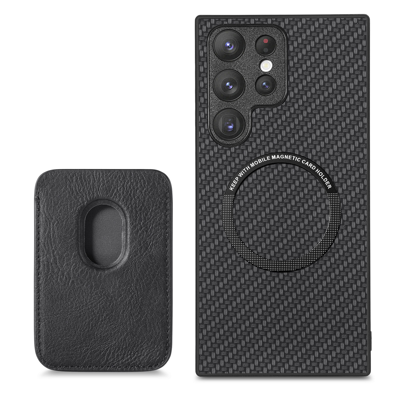 Compatible with Samsung S26 Ultra phone case A56 magnetic card holder S25P fiber texture NOTE20 shockproof protective case