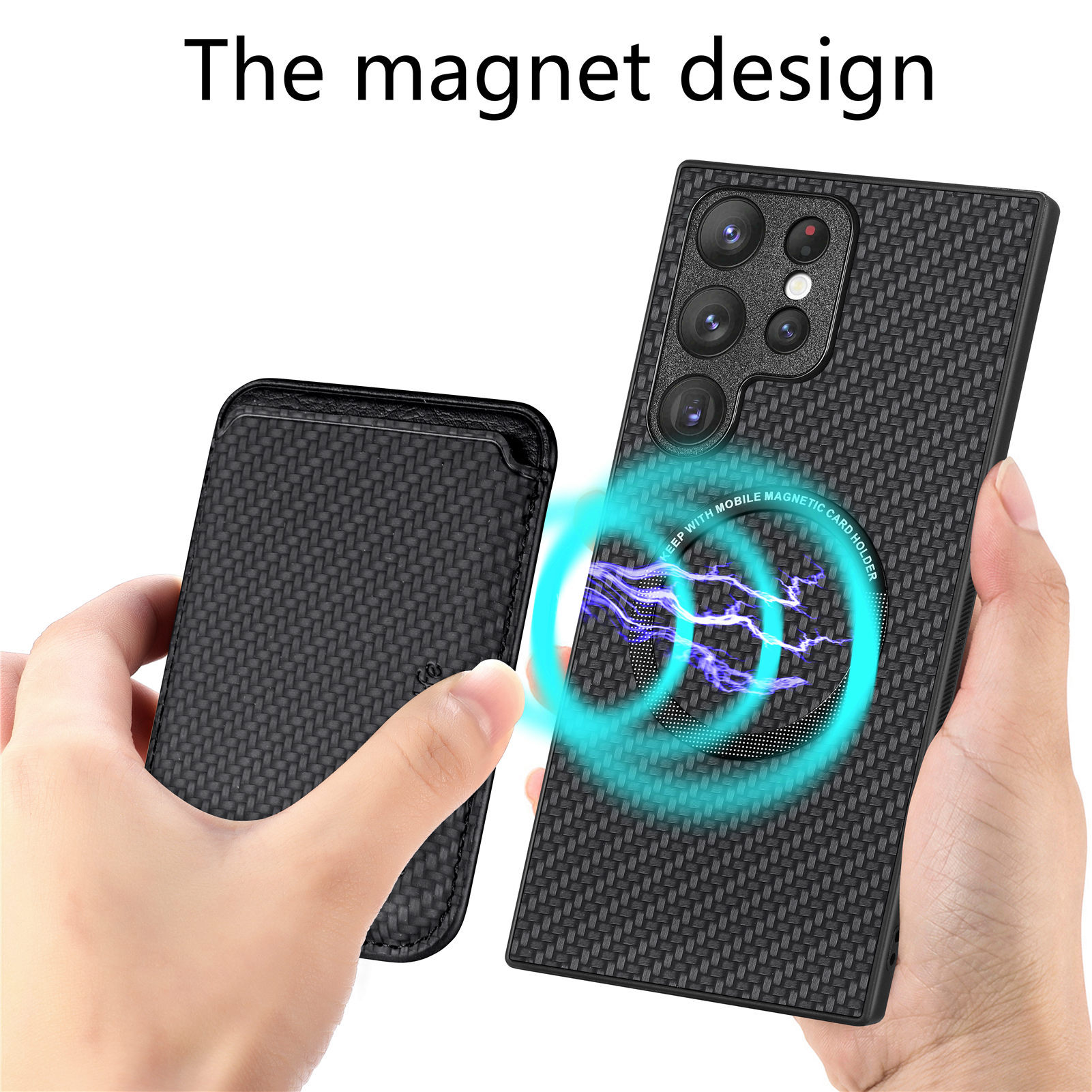Compatible with Samsung S26 Ultra phone case A56 magnetic card holder S25P fiber texture NOTE20 shockproof protective case