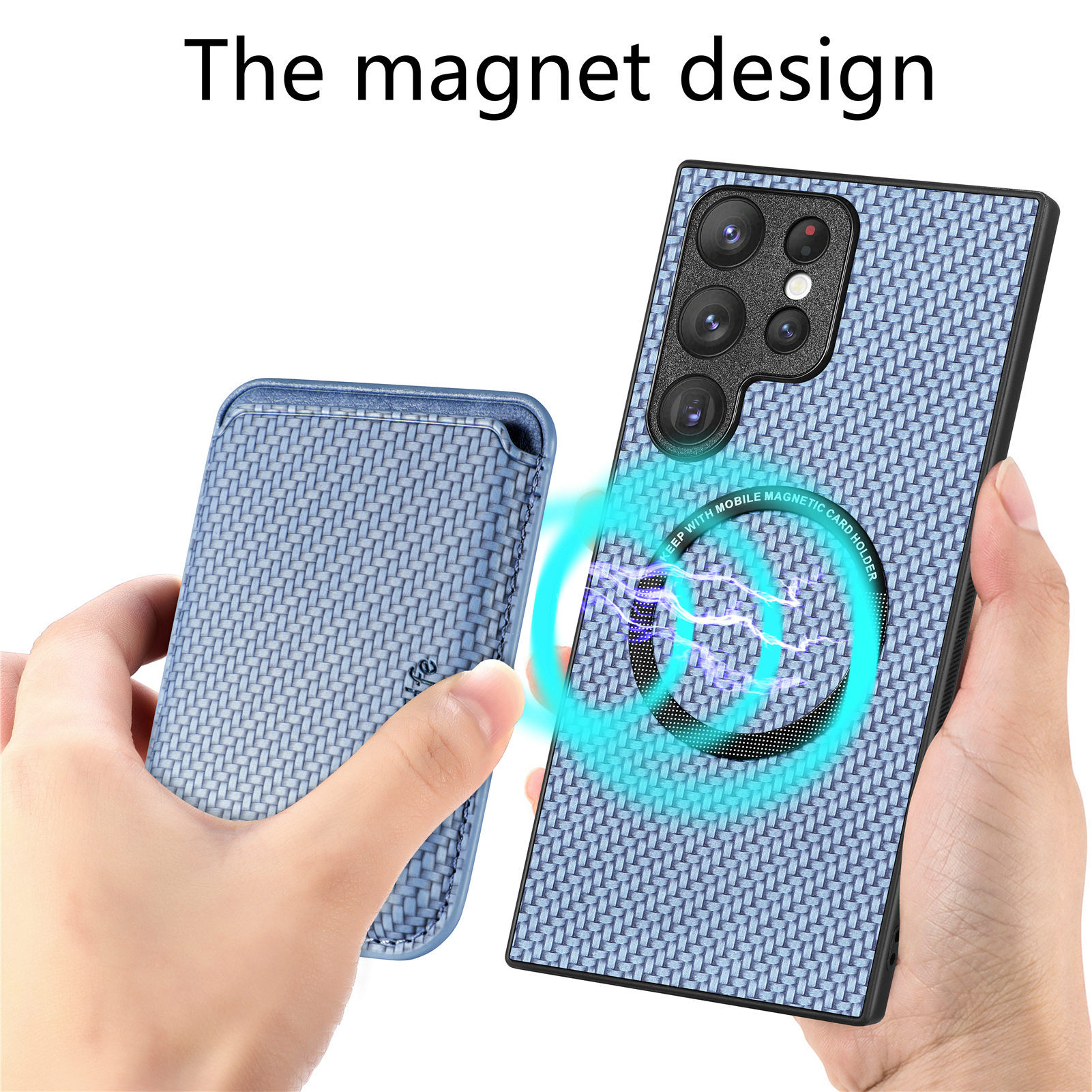 Compatible with Samsung S26 Ultra phone case A56 magnetic card holder S25P fiber texture NOTE20 shockproof protective case