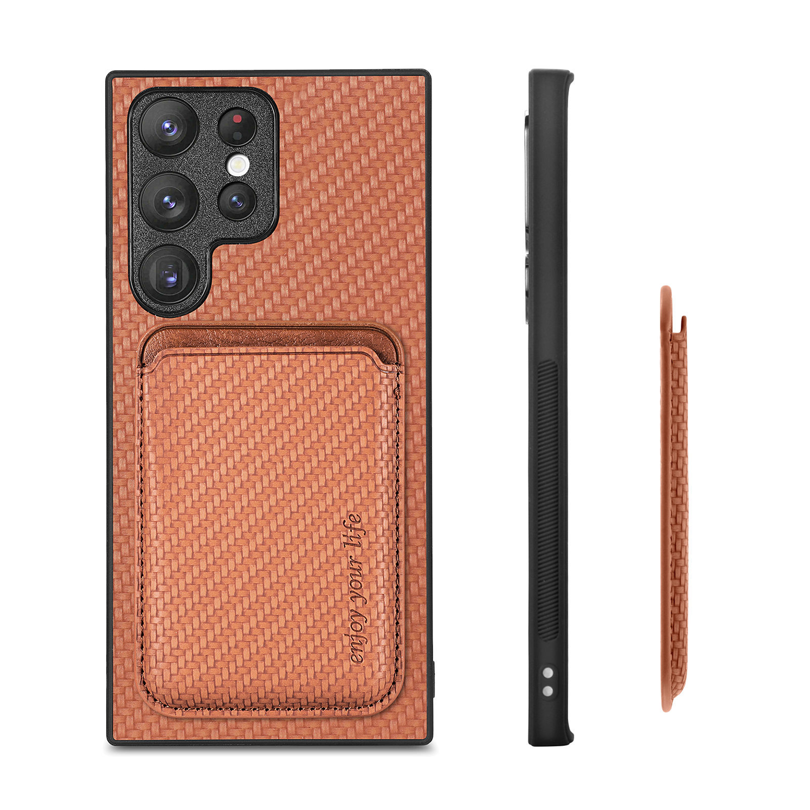 Compatible with Samsung S26 Ultra phone case A56 magnetic card holder S25P fiber texture NOTE20 shockproof protective case