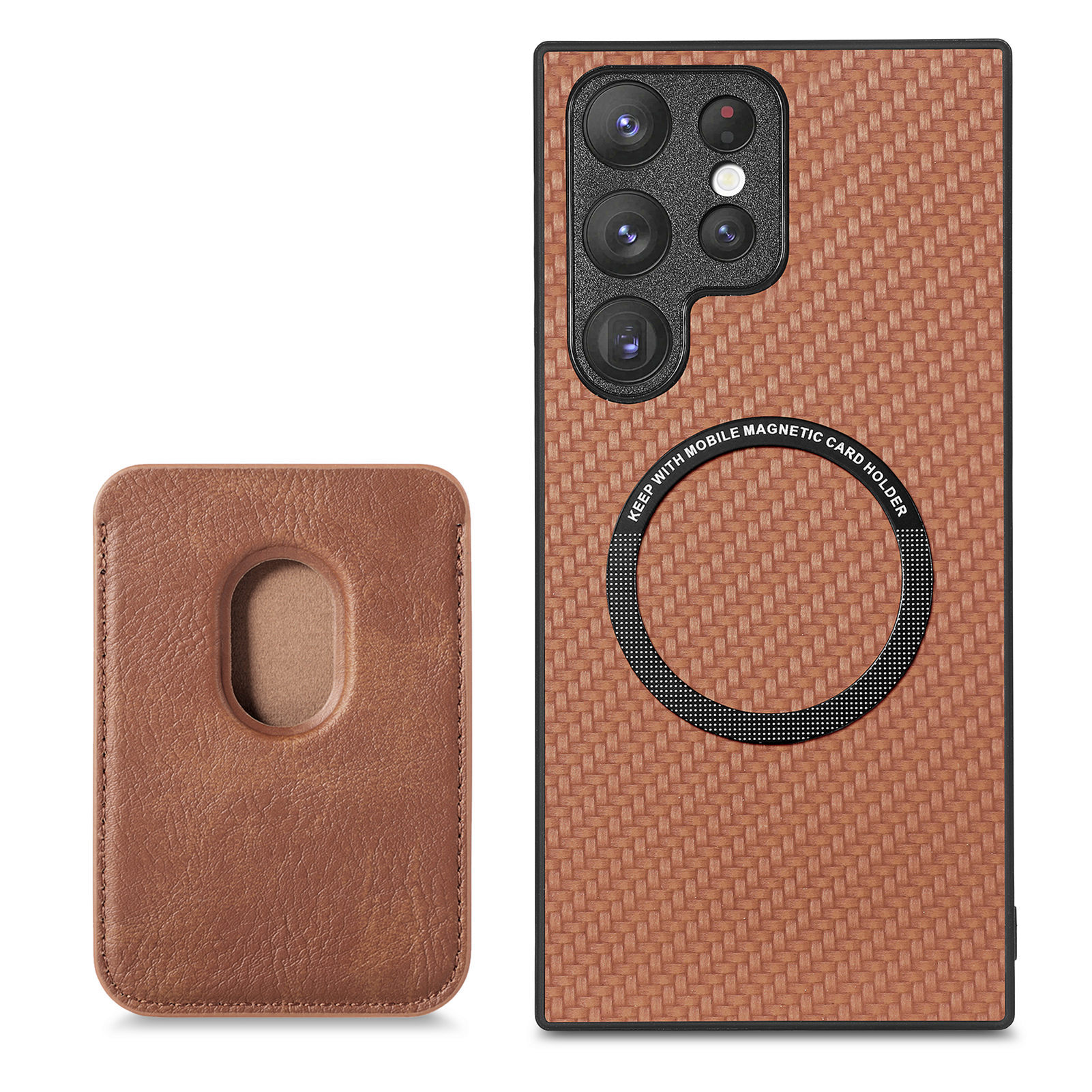 Compatible with Samsung S26 Ultra phone case A56 magnetic card holder S25P fiber texture NOTE20 shockproof protective case