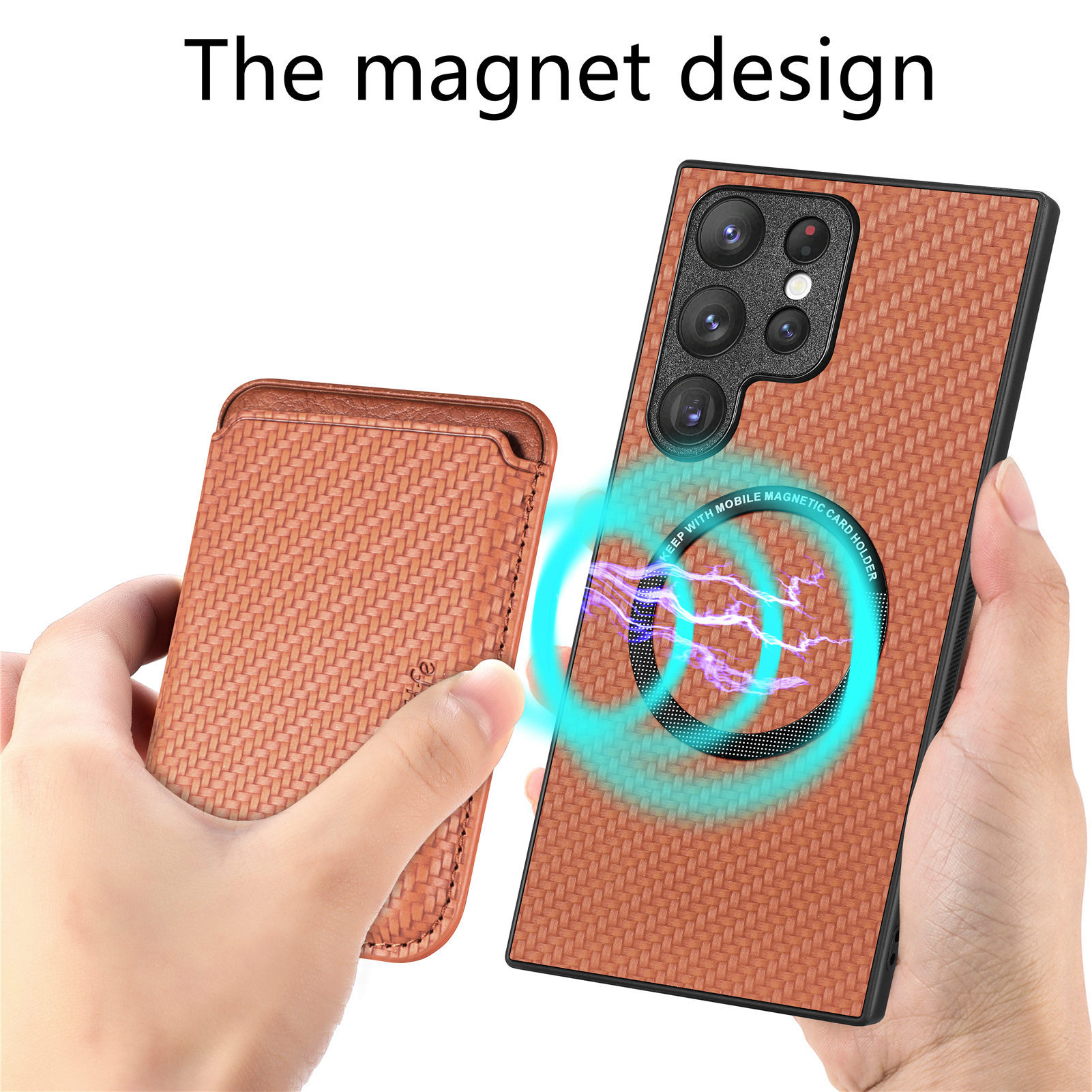 Compatible with Samsung S26 Ultra phone case A56 magnetic card holder S25P fiber texture NOTE20 shockproof protective case