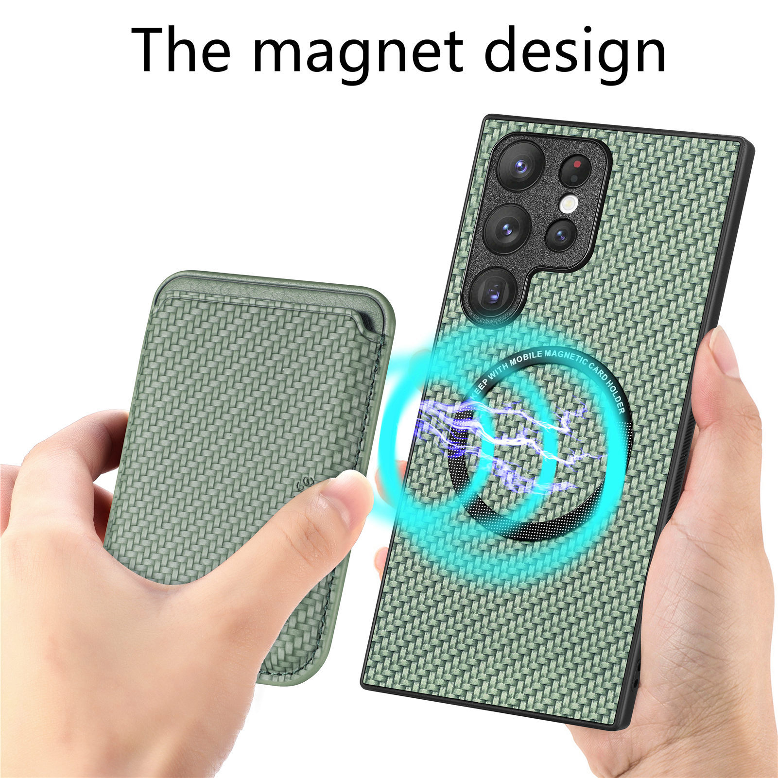 Compatible with Samsung S26 Ultra phone case A56 magnetic card holder S25P fiber texture NOTE20 shockproof protective case