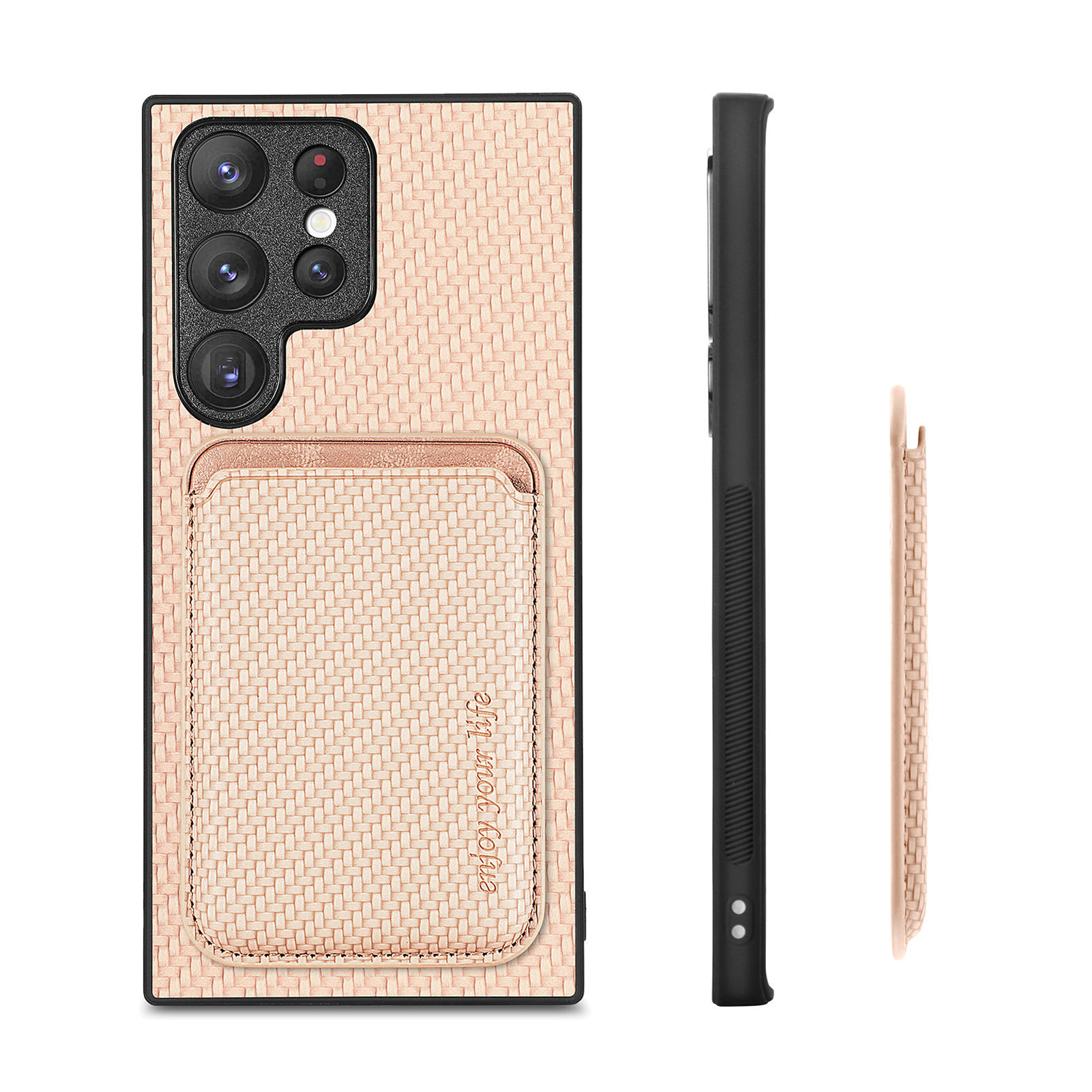 Compatible with Samsung S26 Ultra phone case A56 magnetic card holder S25P fiber texture NOTE20 shockproof protective case