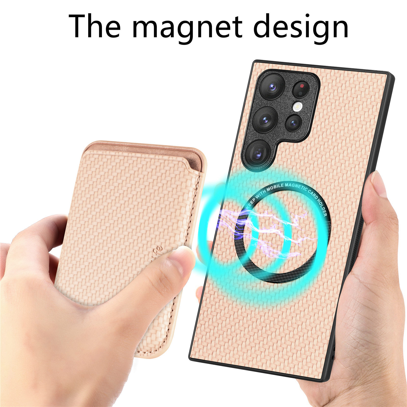 Compatible with Samsung S26 Ultra phone case A56 magnetic card holder S25P fiber texture NOTE20 shockproof protective case