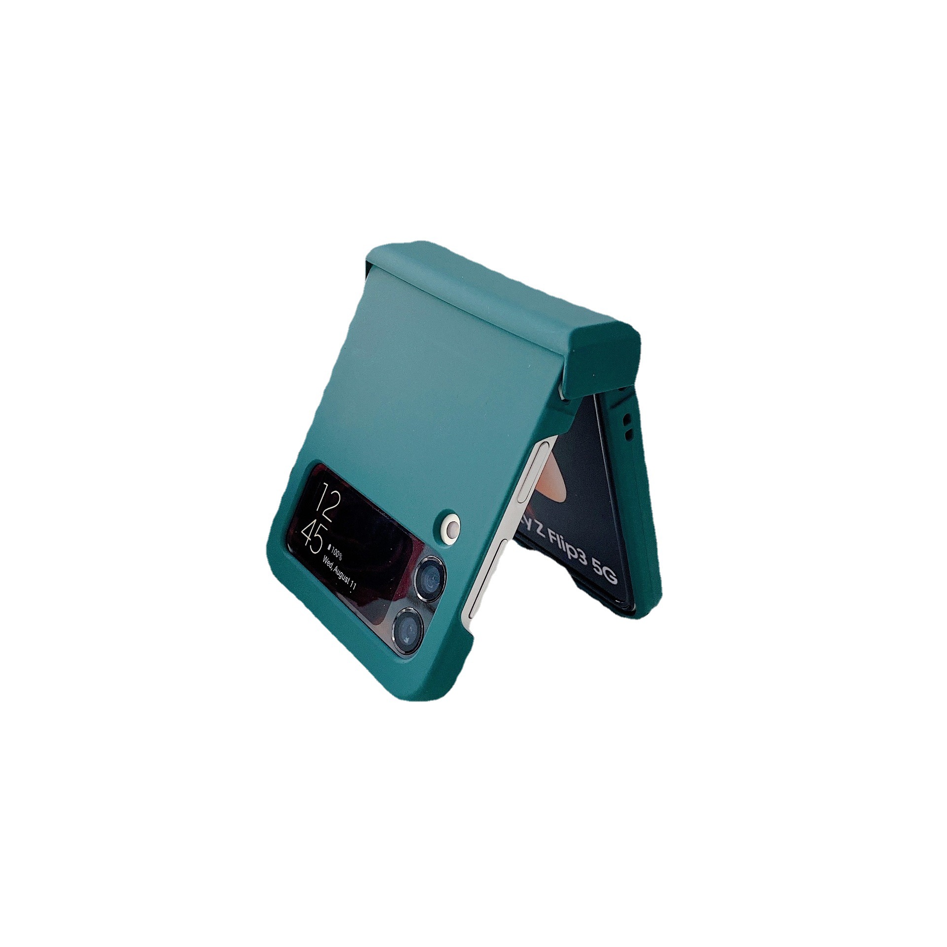 Compatible with Samsung Z Flip 3/4/5/6 phone cases, macaron solid color hinge three-piece set for foldable screen protection.