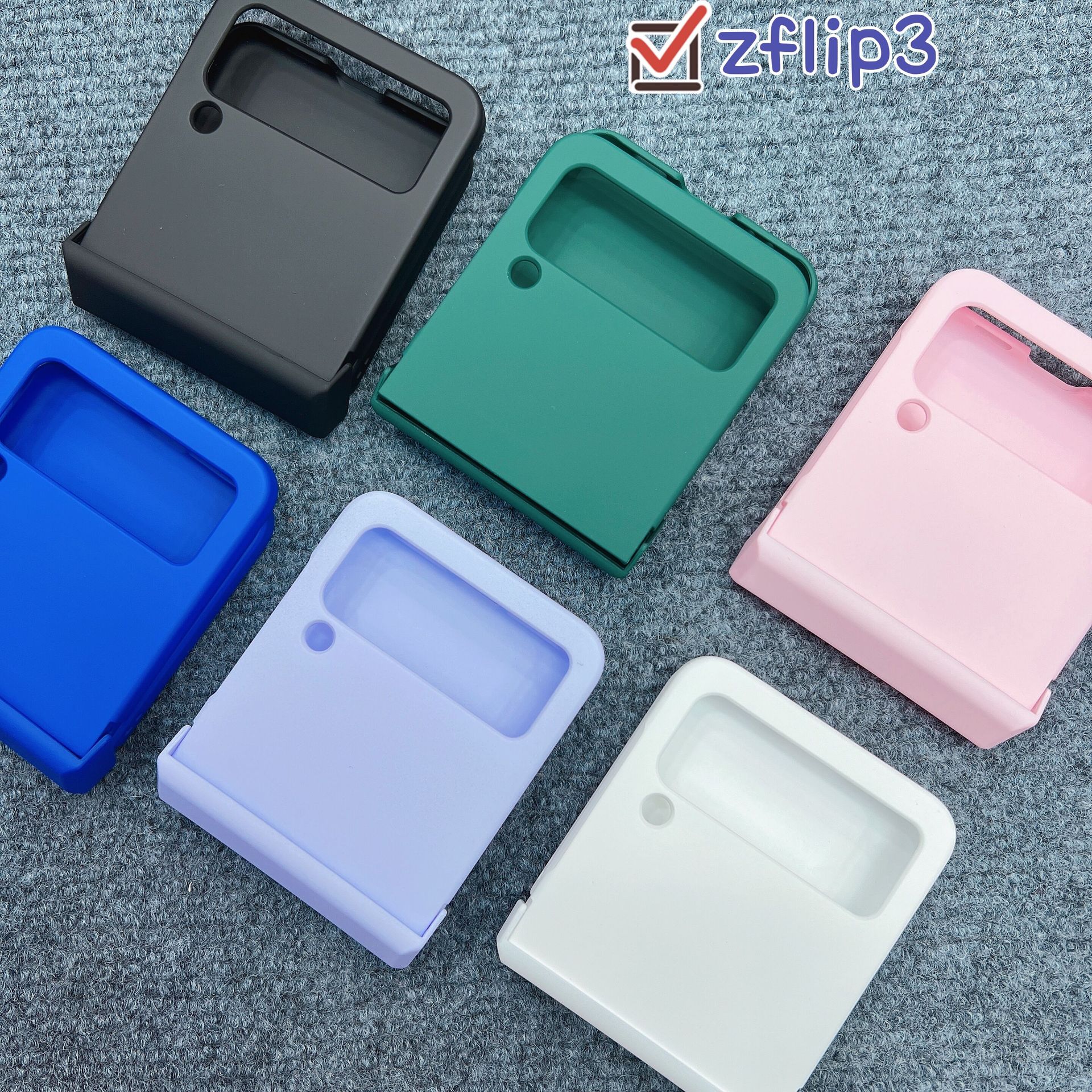 Compatible with Samsung Z Flip 3/4/5/6 phone cases, macaron solid color hinge three-piece set for foldable screen protection.