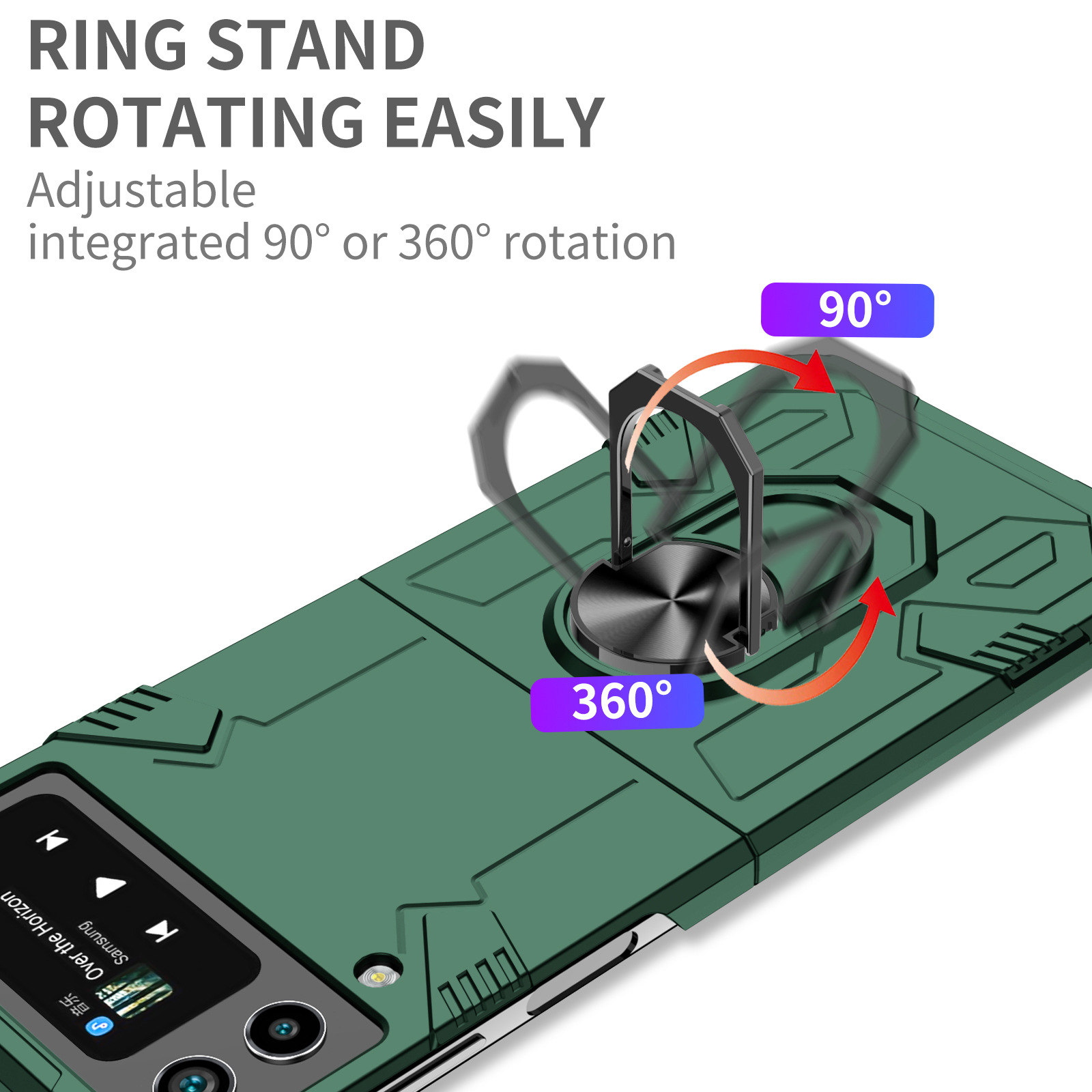 Compatible with Samsung Z Flip 7/6 phone case 5/4/3 magnetic rotating ring holder ultra-thin drop-proof protective case