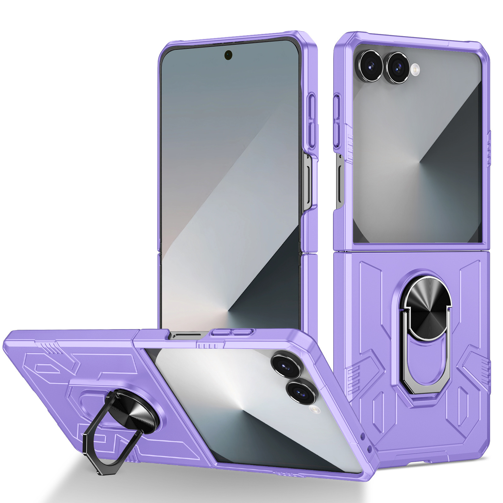 Compatible with Samsung Z Flip 7/6 phone case 5/4/3 magnetic rotating ring holder ultra-thin drop-proof protective case
