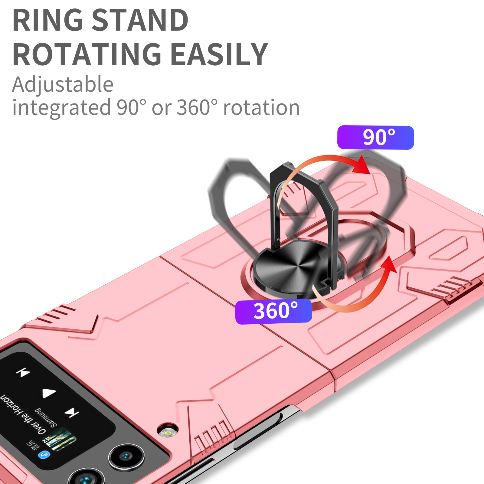 Compatible with Samsung Z Flip 7/6 phone case 5/4/3 magnetic rotating ring holder ultra-thin drop-proof protective case