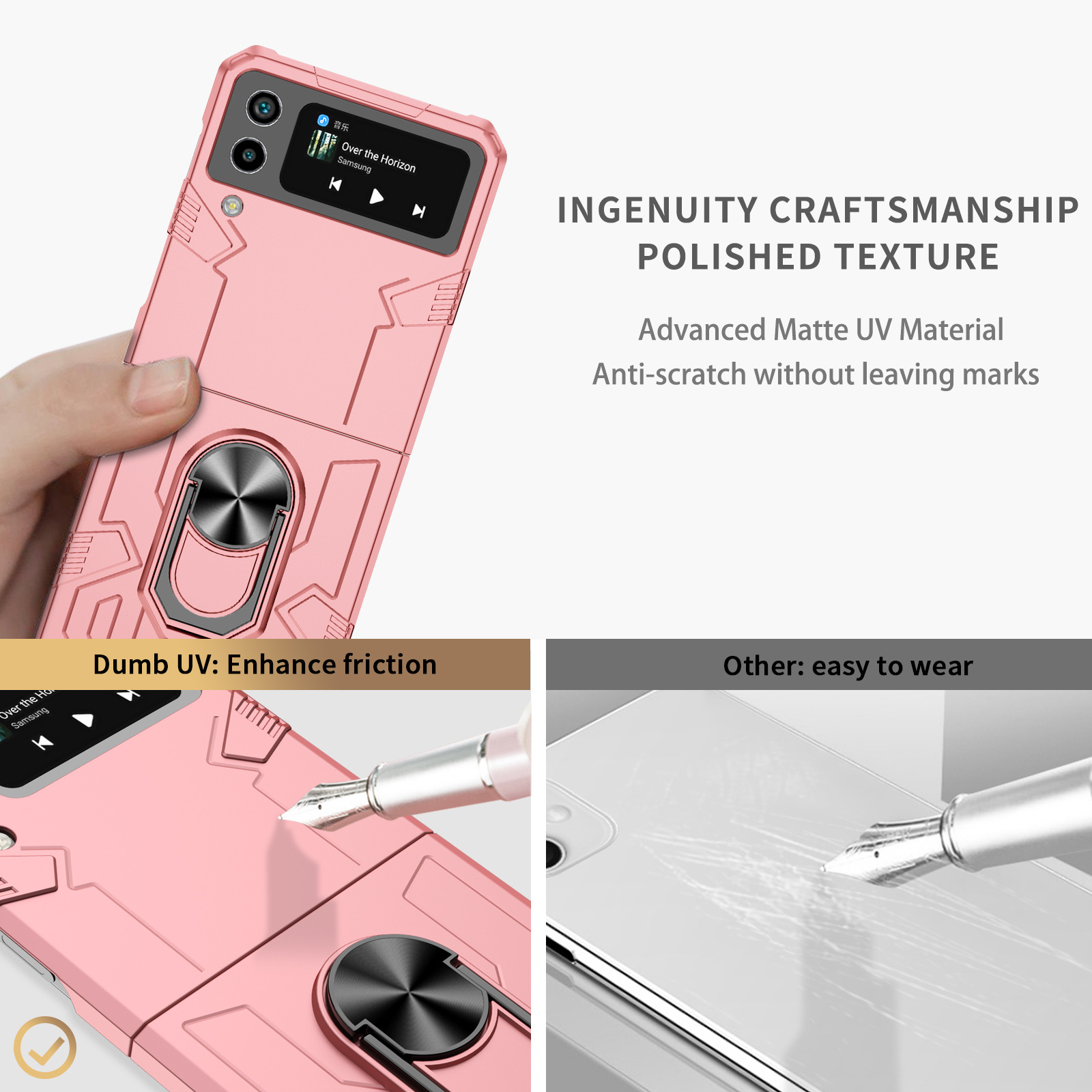 Compatible with Samsung Z Flip 7/6 phone case 5/4/3 magnetic rotating ring holder ultra-thin drop-proof protective case