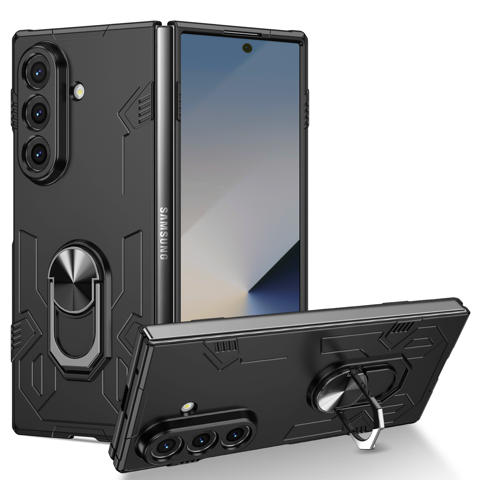 Compatible with Samsung Z Flip 7/6 phone case 5/4/3 magnetic rotating ring holder ultra-thin drop-proof protective case