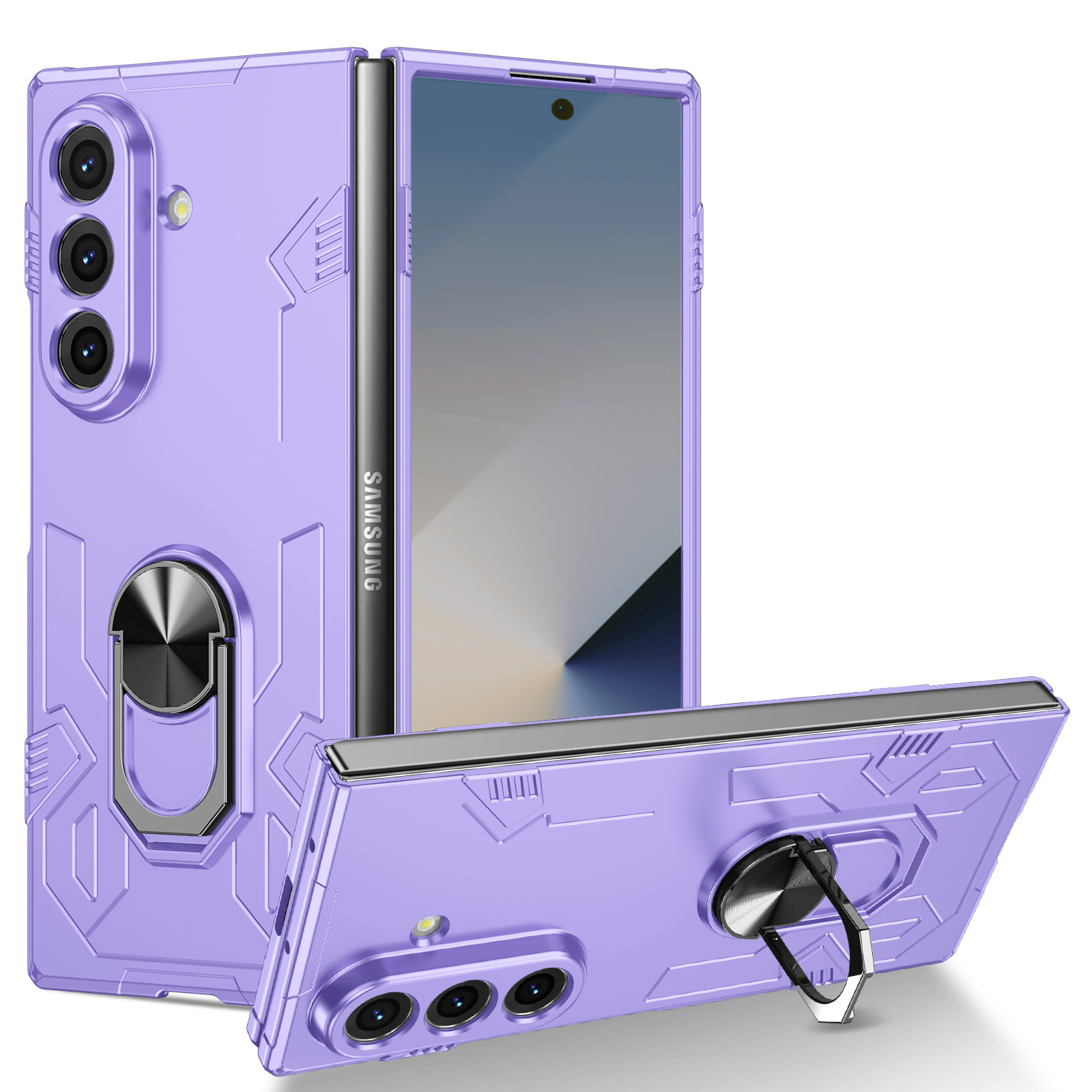 Compatible with Samsung Z Flip 7/6 phone case 5/4/3 magnetic rotating ring holder ultra-thin drop-proof protective case