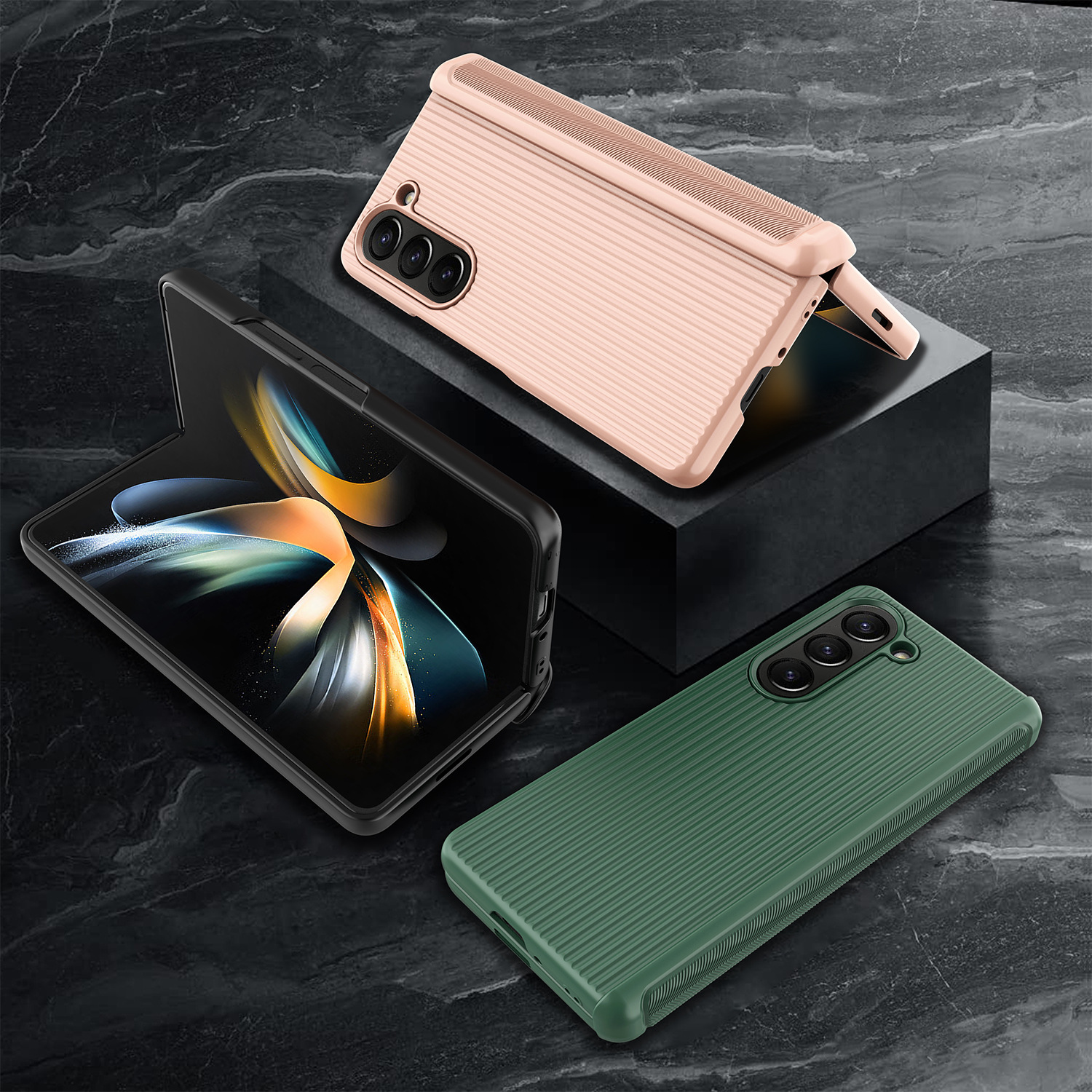 Compatible with Samsung Z Fold6/5/4/3 phone case, hinge, luggage case, full-coverage shockproof protective case, cross-border e-commerce.