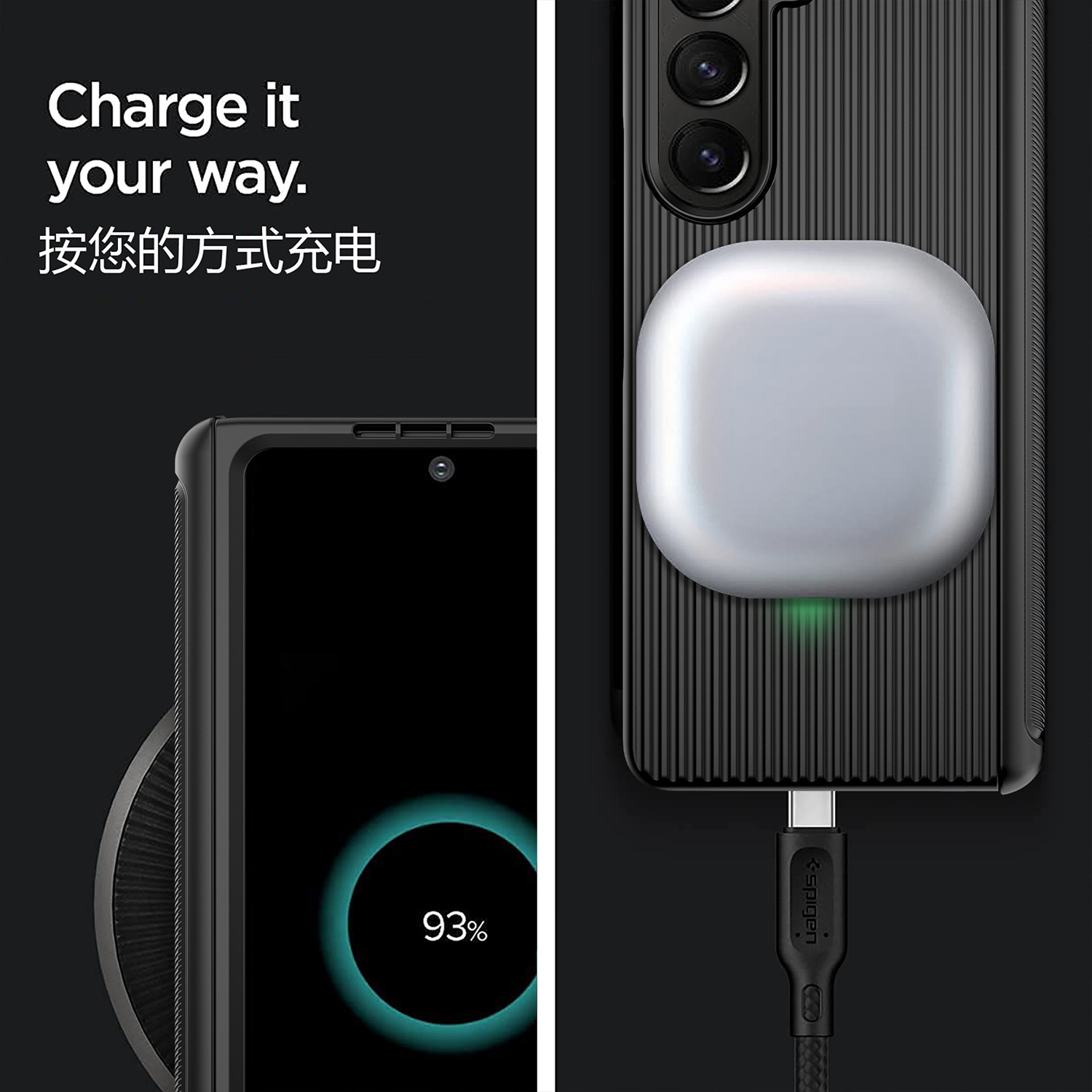 Compatible with Samsung Z Fold6/5/4/3 phone case, hinge, luggage case, full-coverage shockproof protective case, cross-border e-commerce.