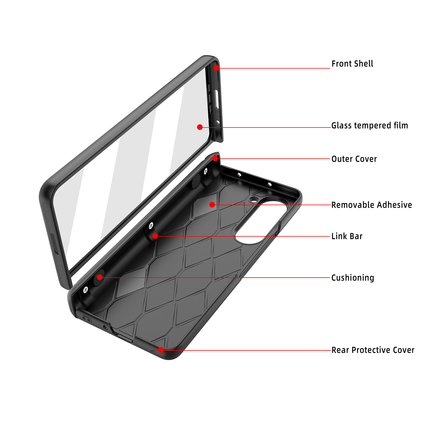 Compatible with Samsung Z Fold6/5/4/3 phone case, hinge, luggage case, full-coverage shockproof protective case, cross-border e-commerce.