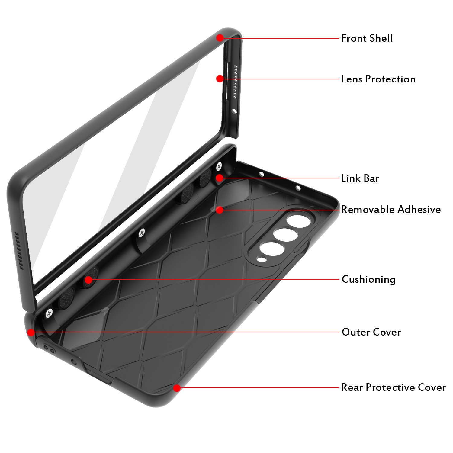 Compatible with Samsung Z Fold6/5/4/3 phone case, hinge, luggage case, full-coverage shockproof protective case, cross-border e-commerce.