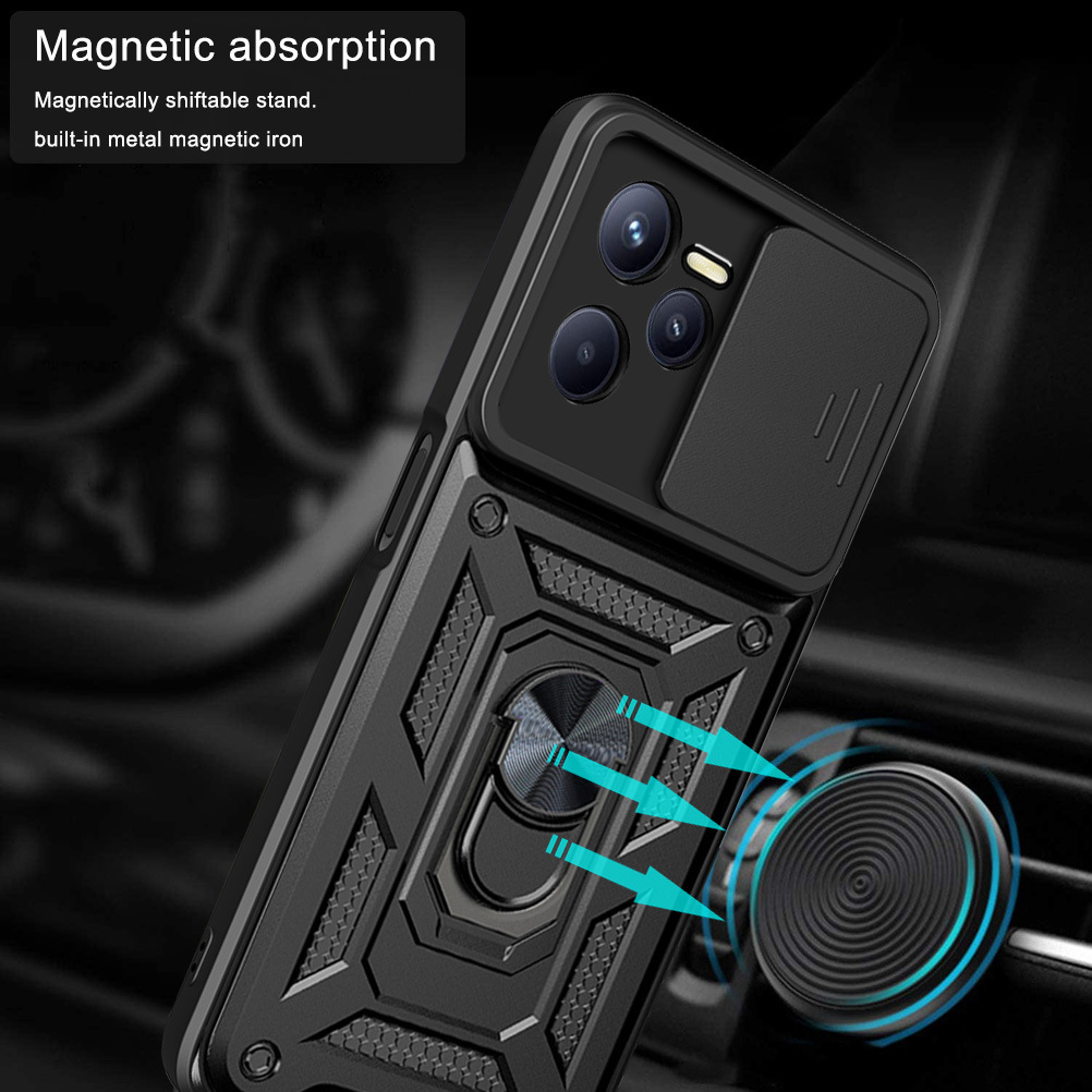 Compatible with OPPO Realme C85 phone case, Reno 15 Pro, Smooth Armor Sliding Window C83 car mount X9 hard case