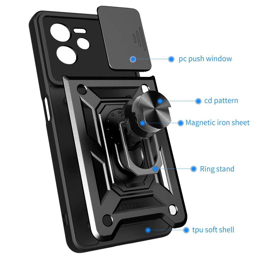 Compatible with OPPO Realme C85 phone case, Reno 15 Pro, Smooth Armor Sliding Window C83 car mount X9 hard case