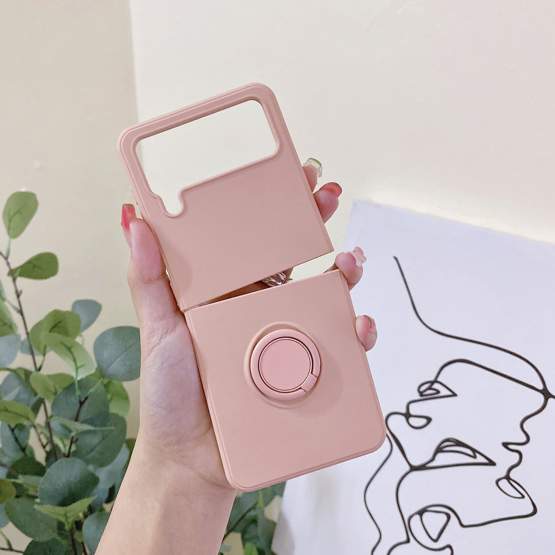 Compatible with Samsung Z Flip 7/6/5 phone cases, TPU silicone rings, 4/3 stylish couple protective cases.