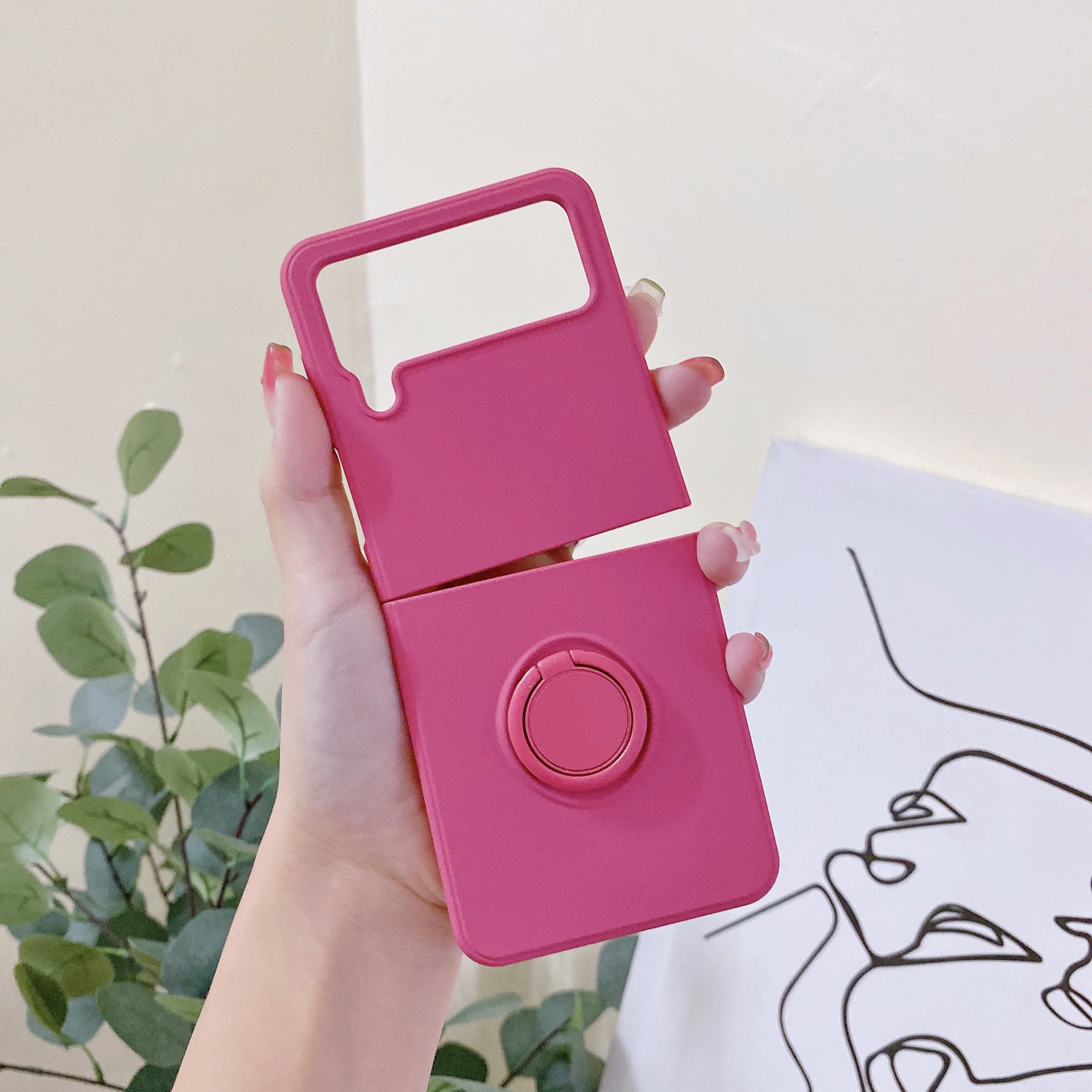 Compatible with Samsung Z Flip 7/6/5 phone cases, TPU silicone rings, 4/3 stylish couple protective cases.