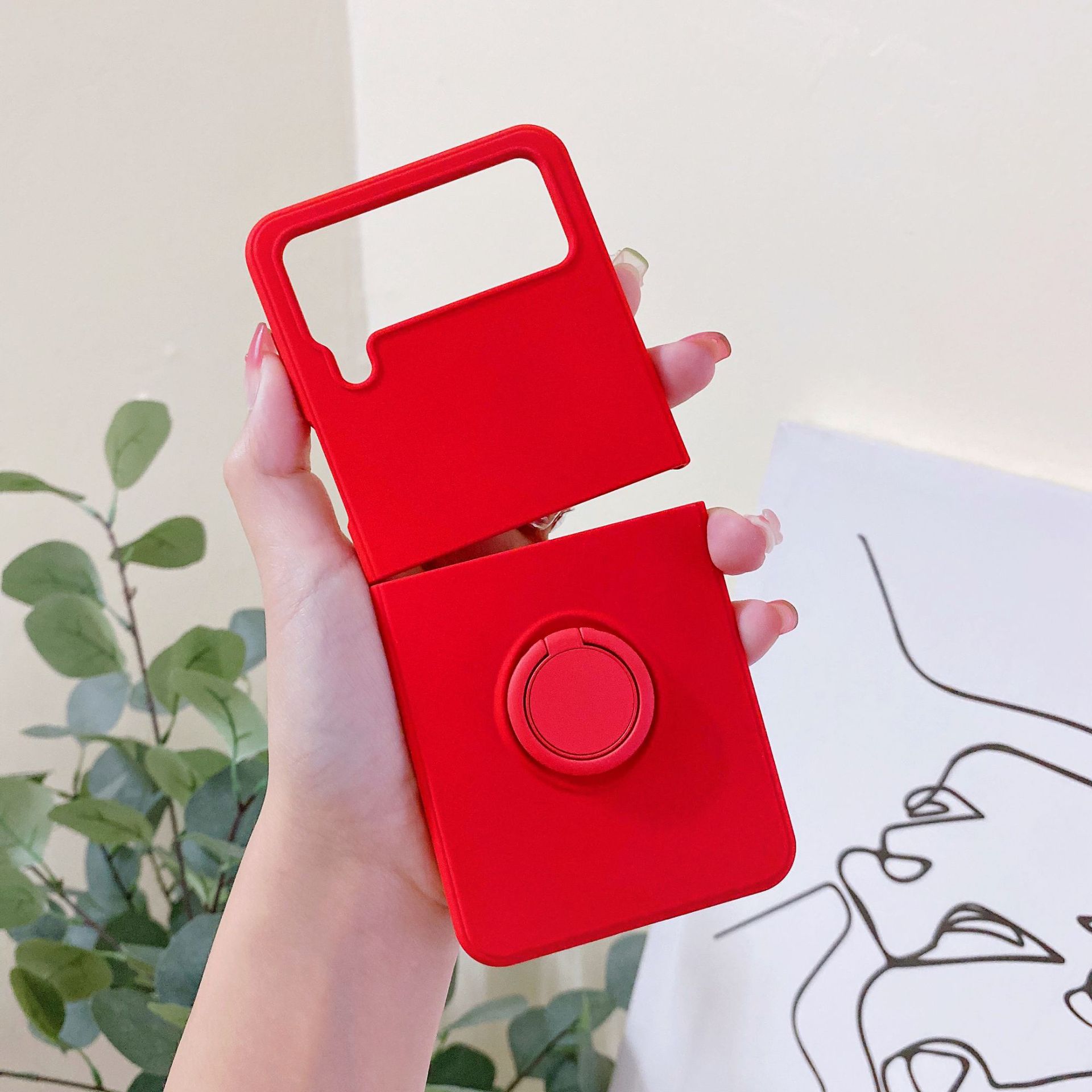 Compatible with Samsung Z Flip 7/6/5 phone cases, TPU silicone rings, 4/3 stylish couple protective cases.