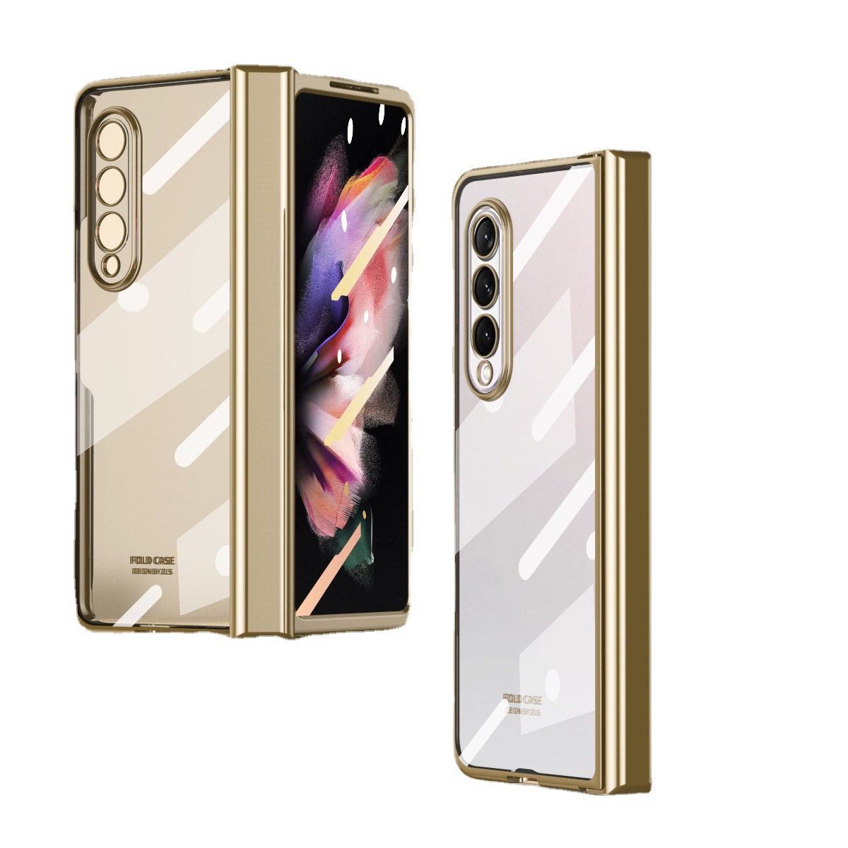 Compatible with Samsung Z Fold5/4/3/2 phone case, electroplated transparent hinge case, full-coverage folding screen protective case