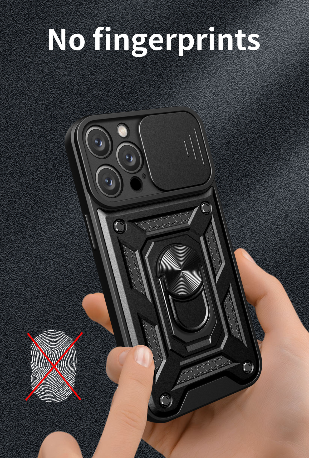 Compatible with Apple 17 Pro Max phone case, 16/15 Plus sliding lens, 14 Pro ring holder protective case