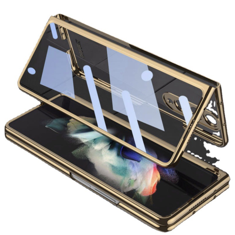 Compatible with Samsung Z Fold4/5/6 phone cases, transparent electroplated case film, Phantom Fold3 folding shockproof protective case