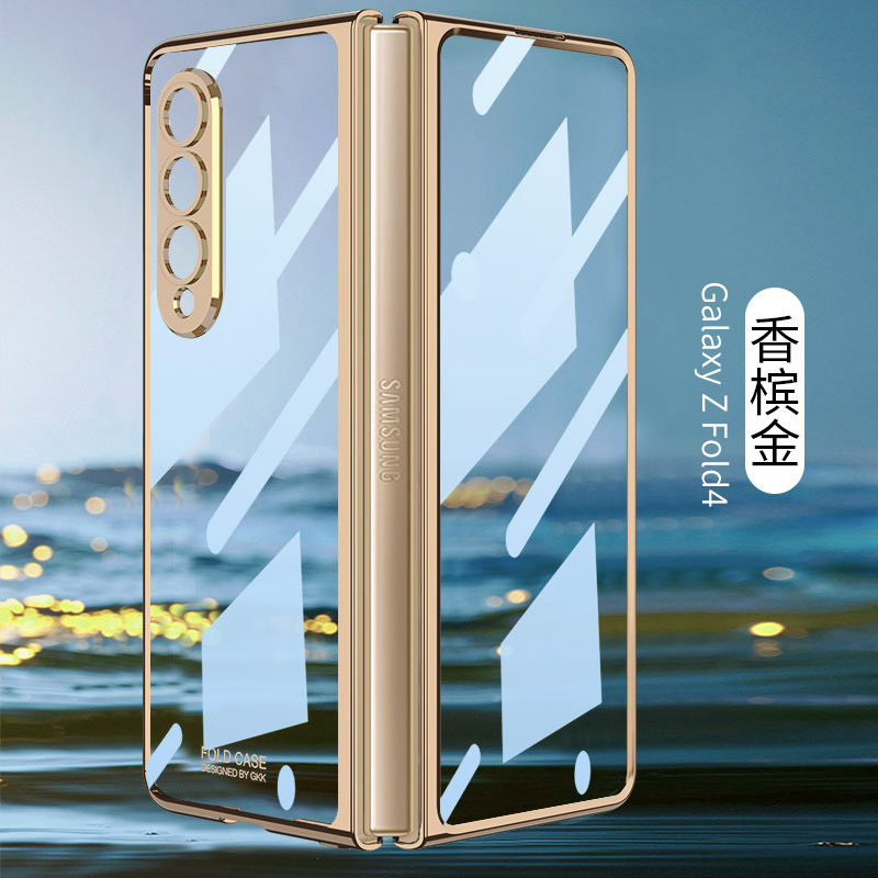 Compatible with Samsung Z Fold4/5/6 phone cases, transparent electroplated case film, Phantom Fold3 folding shockproof protective case
