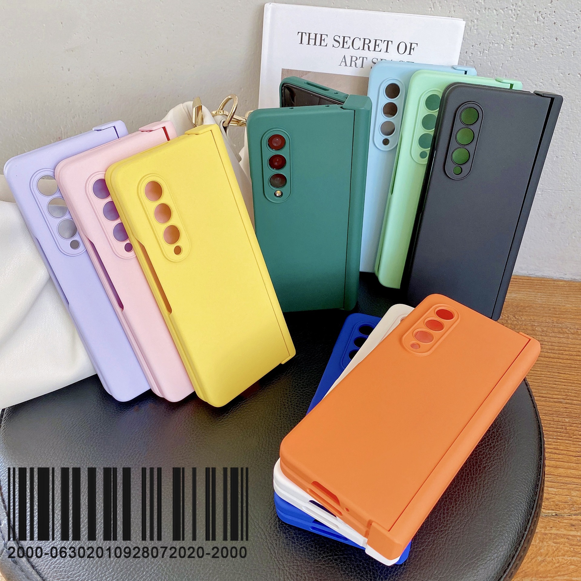 Compatible with Samsung Z Fold 8/7 phone case hinge 6/5 three-piece set solid color 4/3 folding screen drop protection case