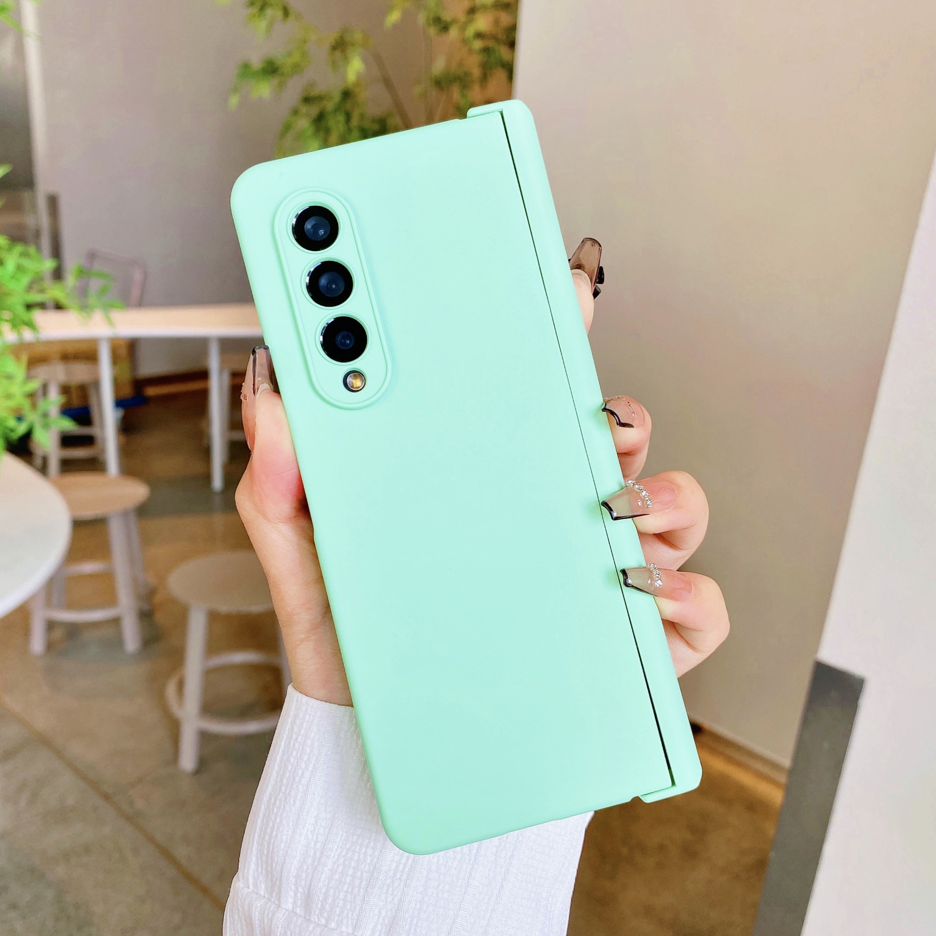 Compatible with Samsung Z Fold 8/7 phone case hinge 6/5 three-piece set solid color 4/3 folding screen drop protection case