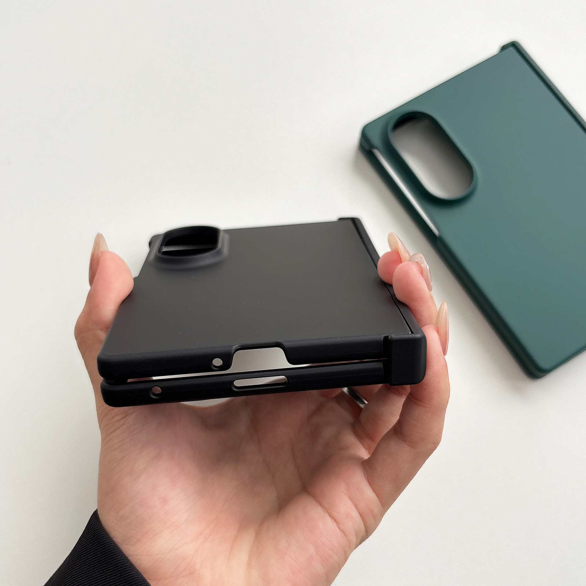 Compatible with Samsung Z Fold 8/7 phone case hinge 6/5 three-piece set solid color 4/3 folding screen drop protection case
