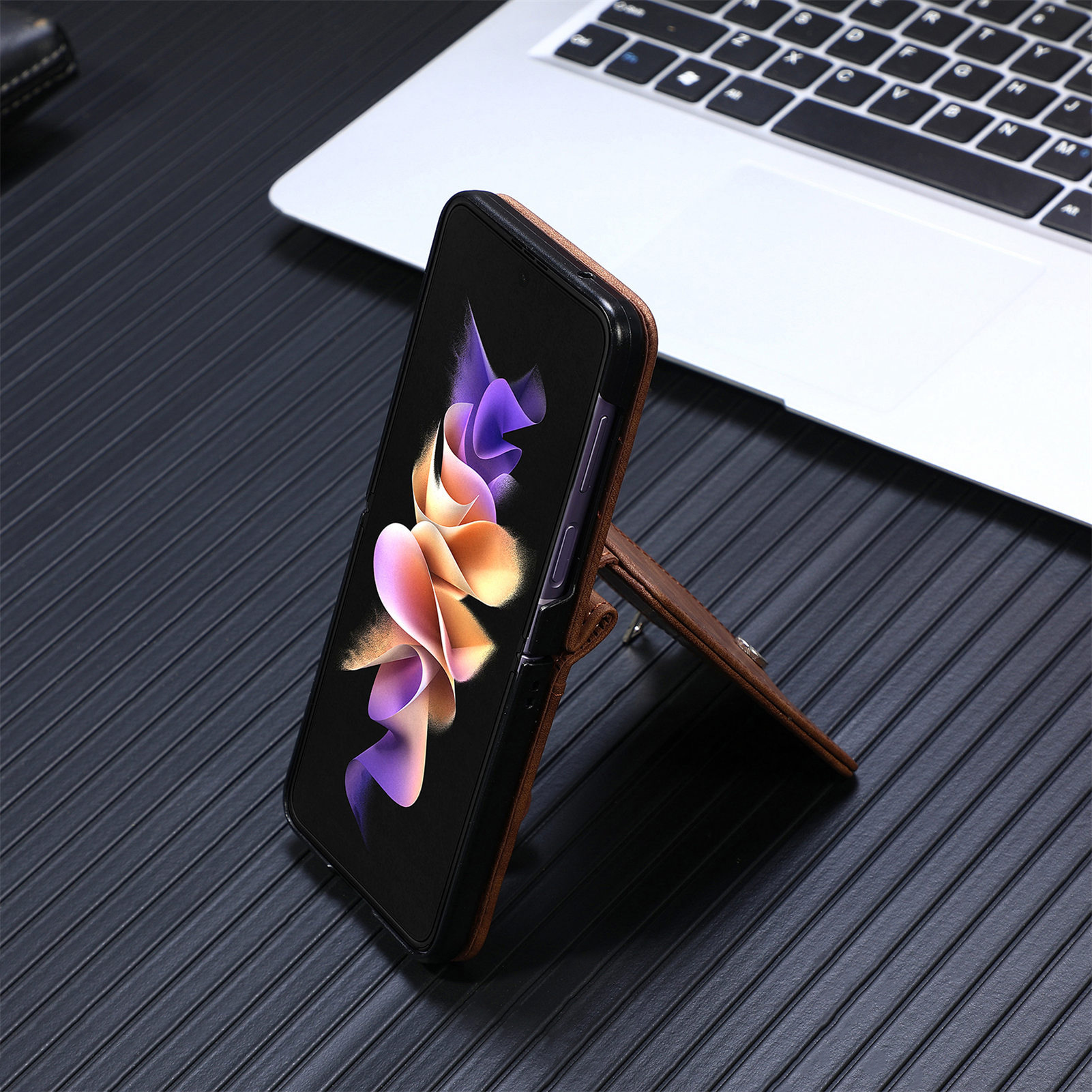 Compatible with Samsung Z Flip 8/7 phone case, 6/5 detachable zipper card holder, integrated 4/3 business drop-proof protective case.
