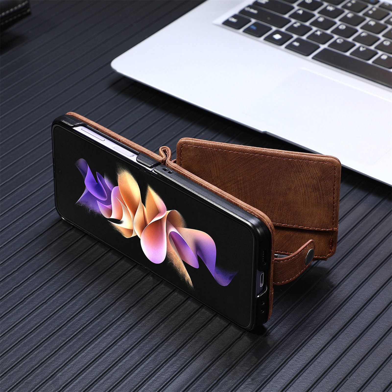 Compatible with Samsung Z Flip 8/7 phone case, 6/5 detachable zipper card holder, integrated 4/3 business drop-proof protective case.