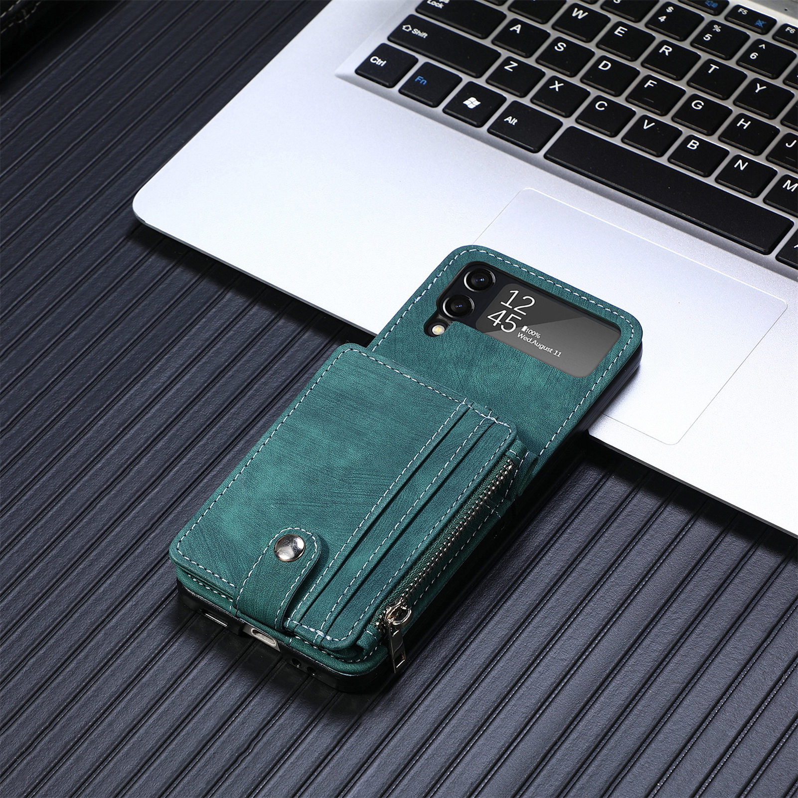 Compatible with Samsung Z Flip 8/7 phone case, 6/5 detachable zipper card holder, integrated 4/3 business drop-proof protective case.