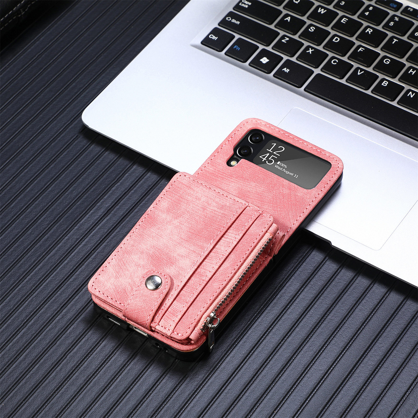 Compatible with Samsung Z Flip 8/7 phone case, 6/5 detachable zipper card holder, integrated 4/3 business drop-proof protective case.