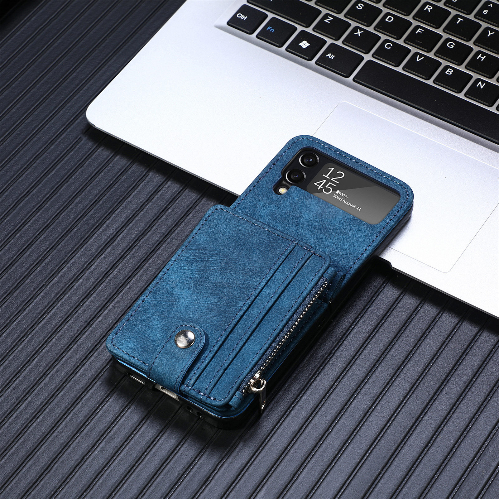 Compatible with Samsung Z Flip 8/7 phone case, 6/5 detachable zipper card holder, integrated 4/3 business drop-proof protective case.