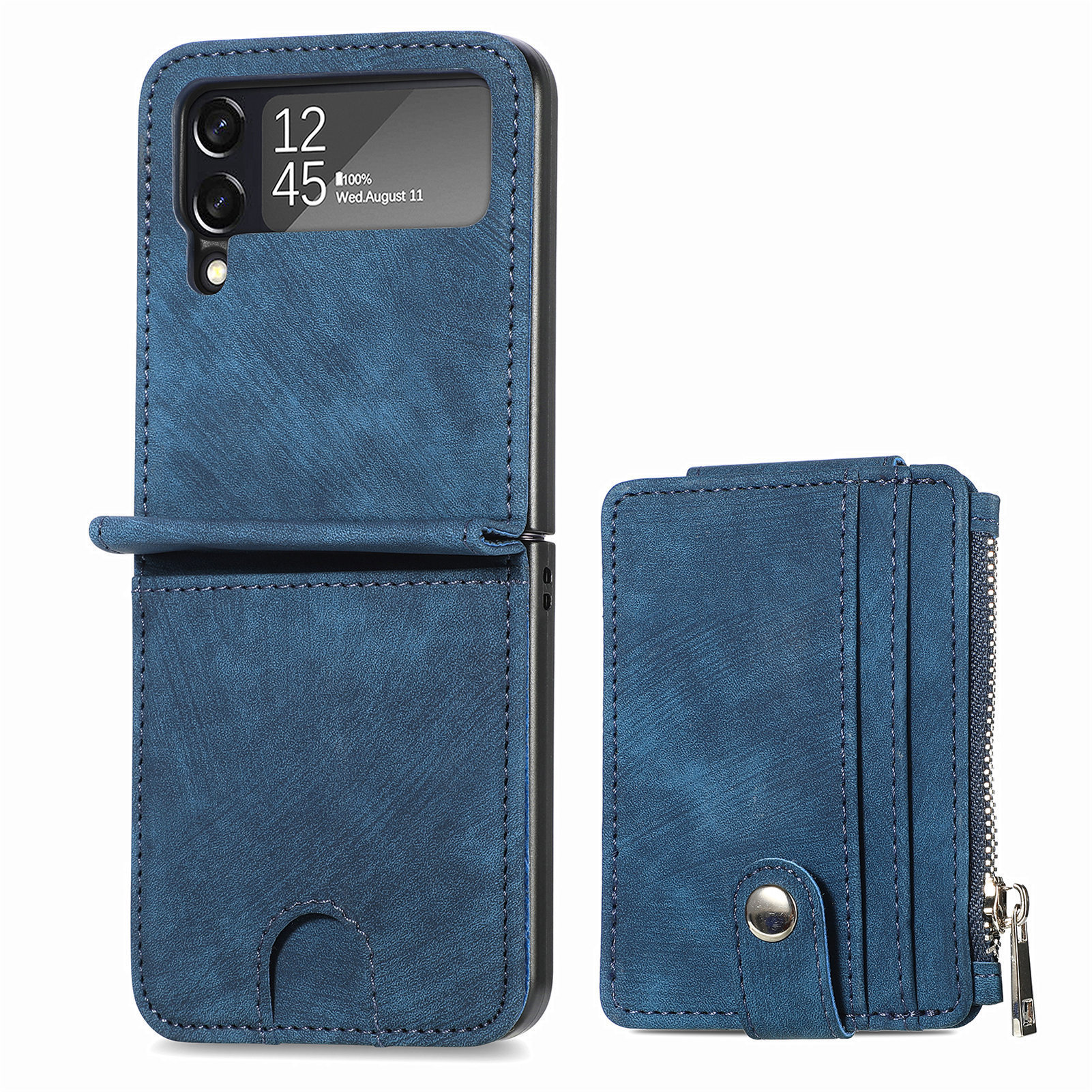 Compatible with Samsung Z Flip 8/7 phone case, 6/5 detachable zipper card holder, integrated 4/3 business drop-proof protective case.