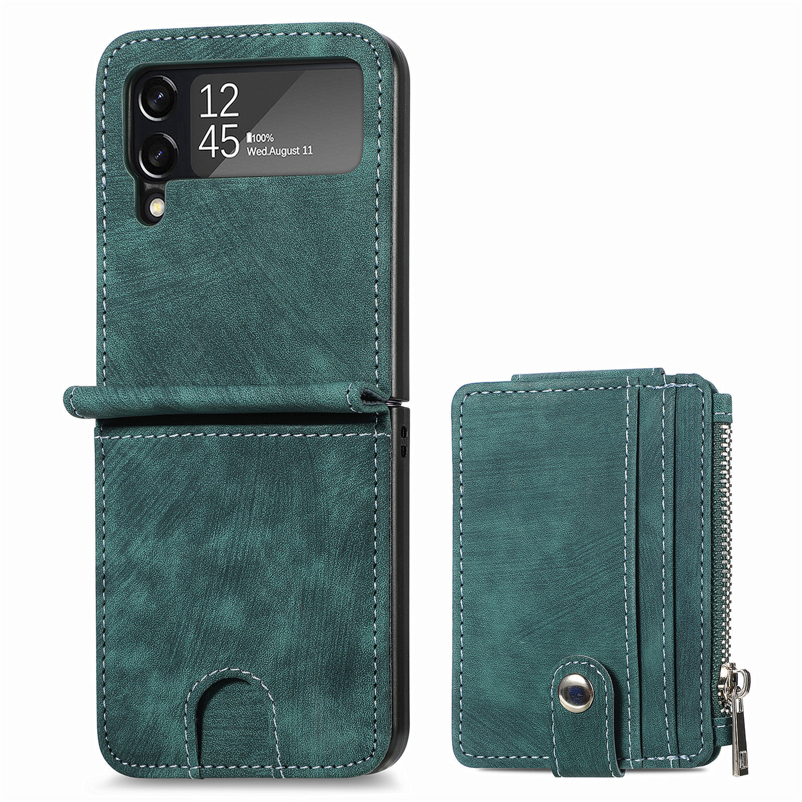 Compatible with Samsung Z Flip 8/7 phone case, 6/5 detachable zipper card holder, integrated 4/3 business drop-proof protective case.