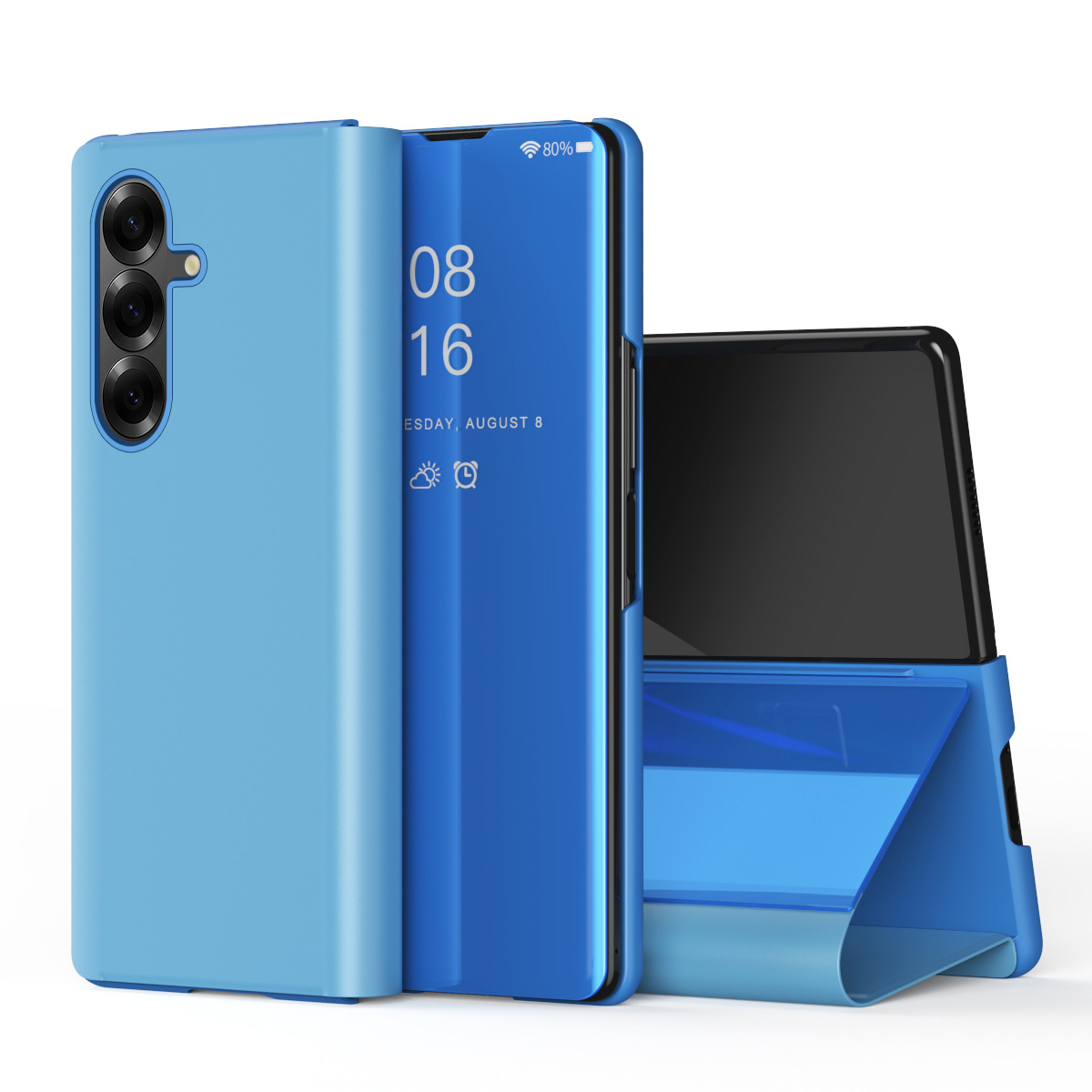 Compatible with Samsung Z Fold8U phone case, 7/6/5-inch mirrored flip stand, 4/3-inch folding screen, drop-proof protective case.