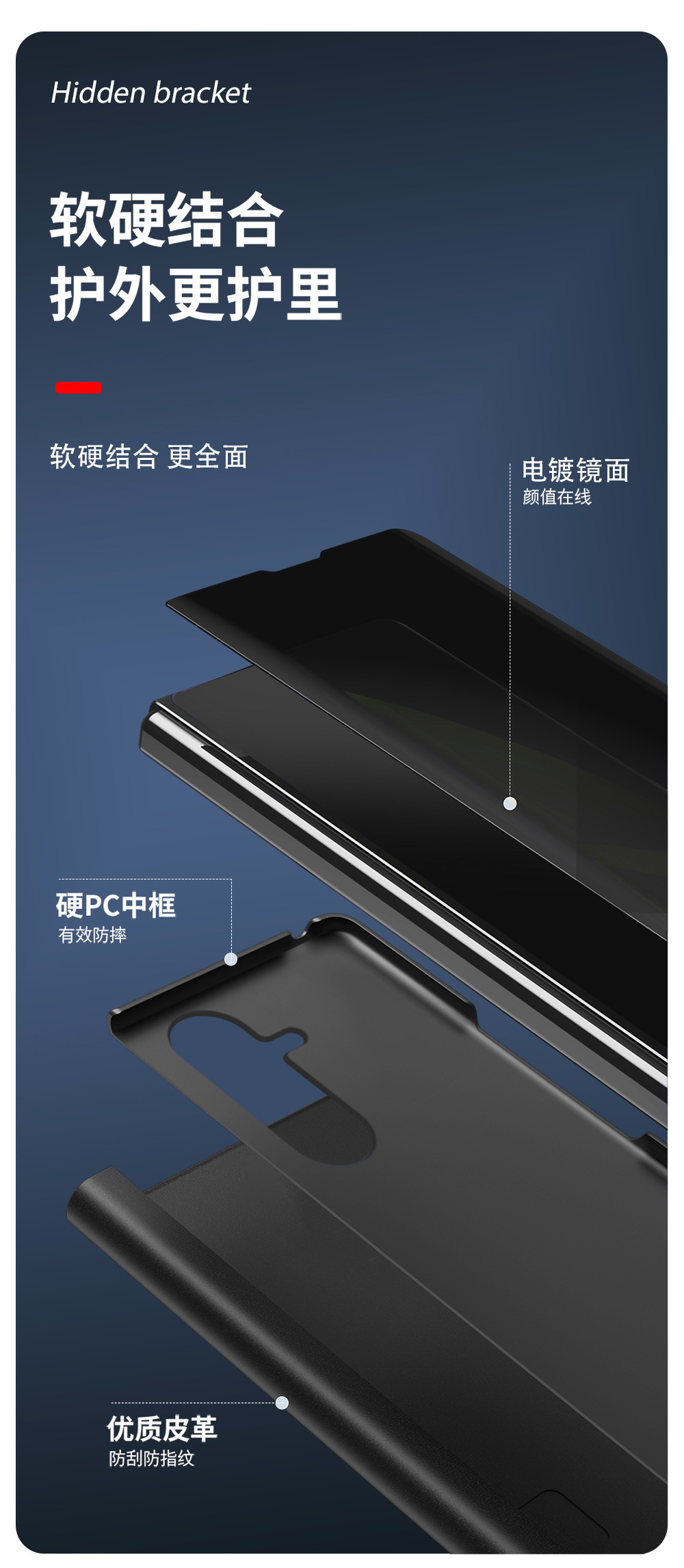 Compatible with Samsung Z Fold8U phone case, 7/6/5-inch mirrored flip stand, 4/3-inch folding screen, drop-proof protective case.