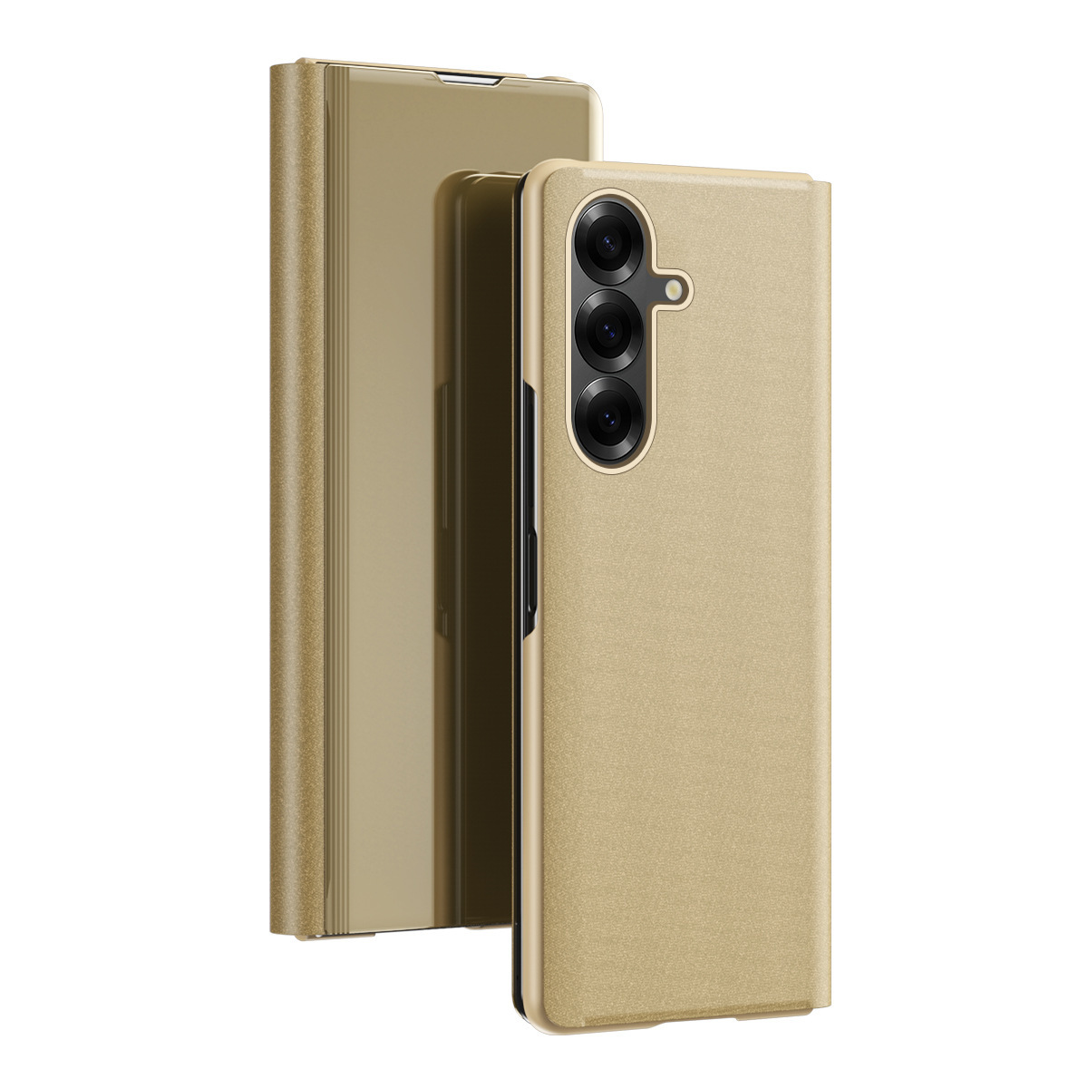 Compatible with Samsung Z Fold8U phone case, 7/6/5-inch mirrored flip stand, 4/3-inch folding screen, drop-proof protective case.