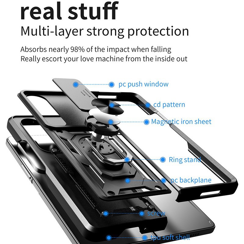 Compatible with Samsung Z Fold7/6/5/4 phone case, sliding lens ring holder, Flip7/6 drop-proof protective case