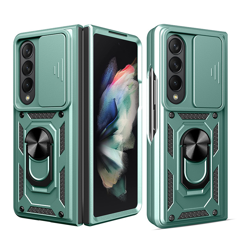 Compatible with Samsung Z Fold7/6/5/4 phone case, sliding lens ring holder, Flip7/6 drop-proof protective case
