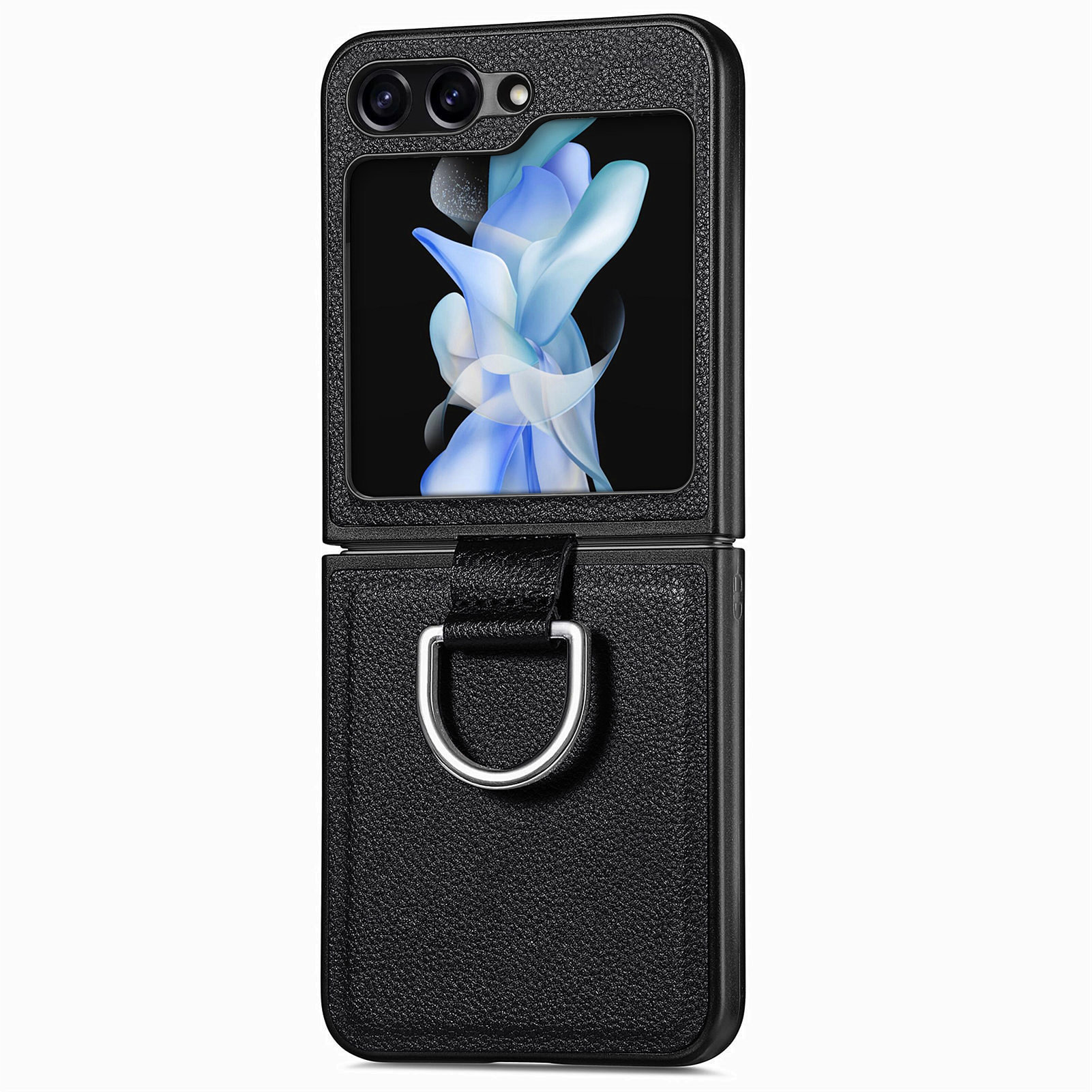 Compatible with Samsung Z Flip 8/7 phone case, 6/5 pebbled leather texture ring, 4/3 folding screen drop protection case